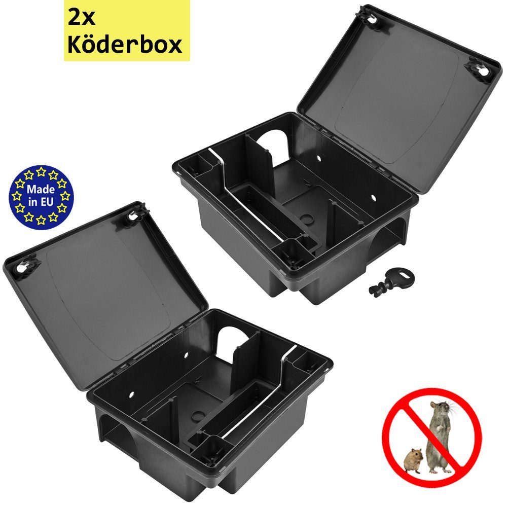 Petigi Lebendfalle 2x Köderstation Kompaktbox Köderbox Mäusebox Rattenbox Nagerstation
