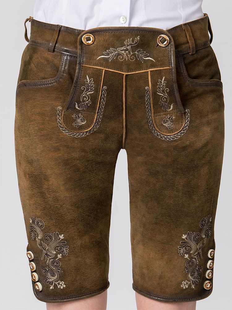 Stockerpoint Lederhose Lederhose Piper kurz Damen stein geäscht – Bild 2 von 2