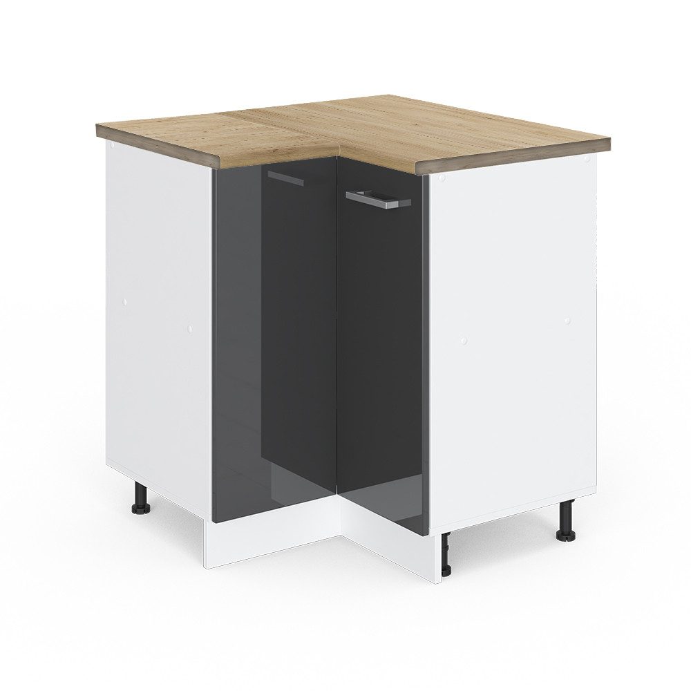 Vicco Eckunterschrank R-Line, Anthrazit Hochglanz/Weiß, 75.6 günstig online kaufen