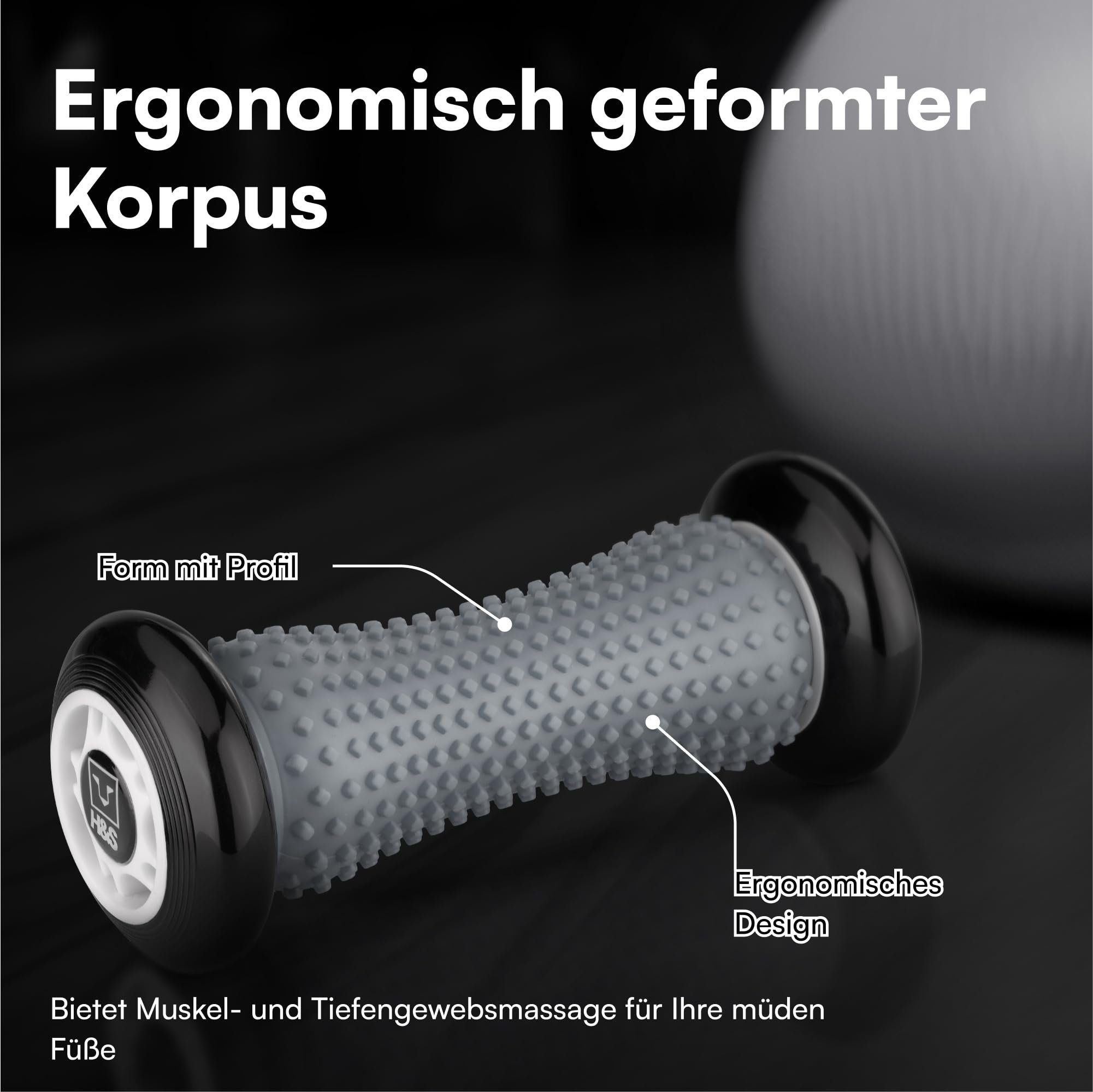 Grau - Stressabbau Silikonroller H&S - Fußmassage Igelball Massagerolle für