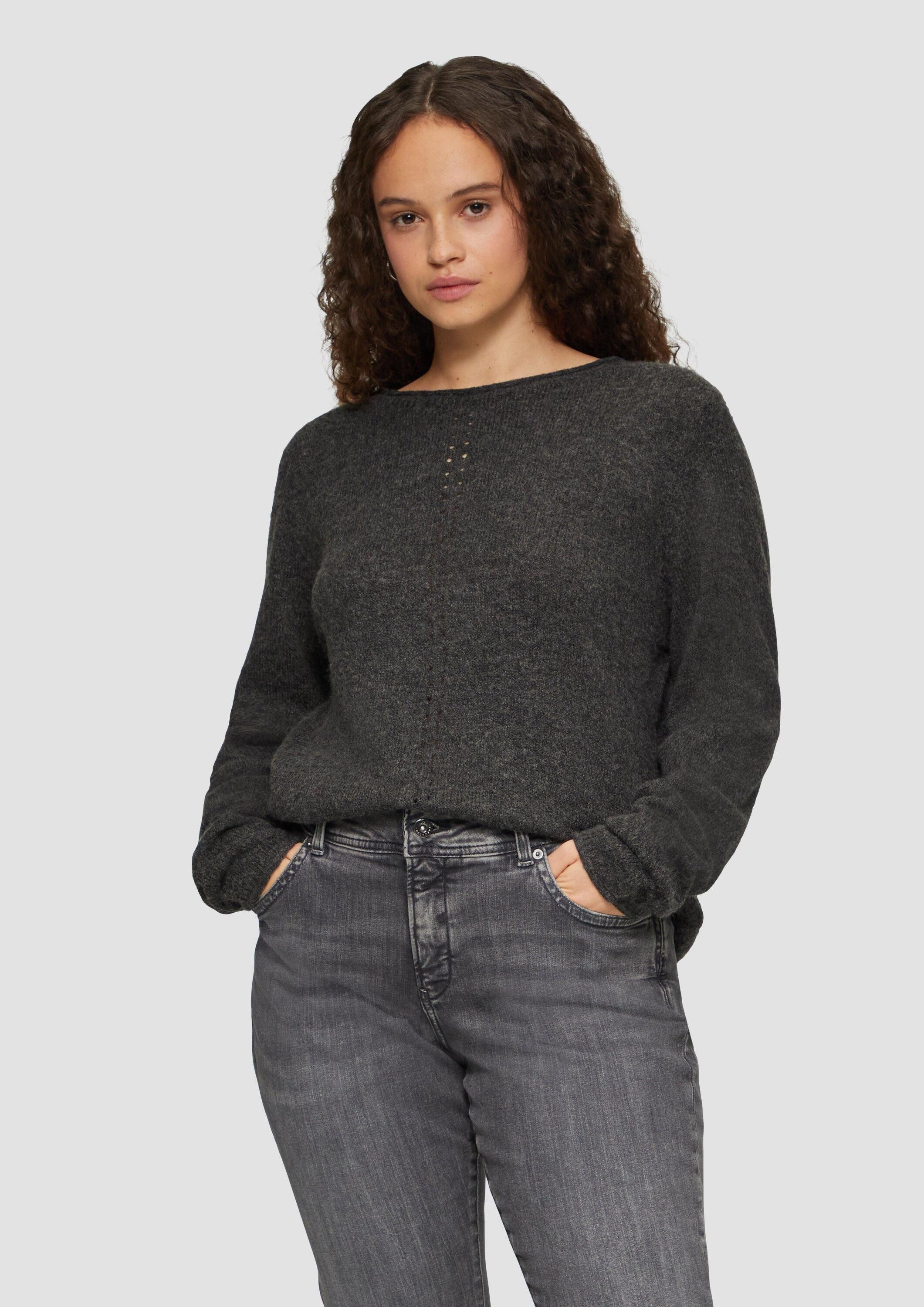 QS Longpullover Strickpullover Weicher Strickpullover mit Ajour-Detail günstig online kaufen