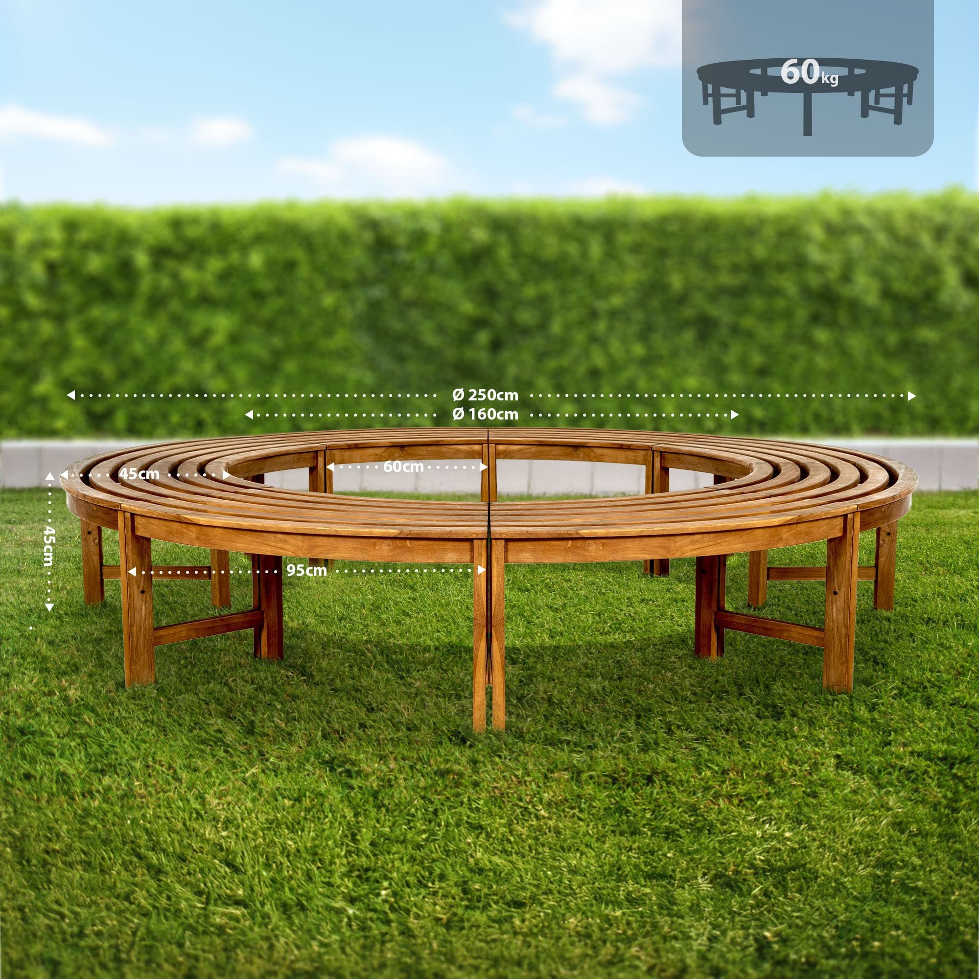 TPFGarden Baumbank Nelly (Runde Baumbank aus massivem, wetterfestem Teakhol günstig online kaufen