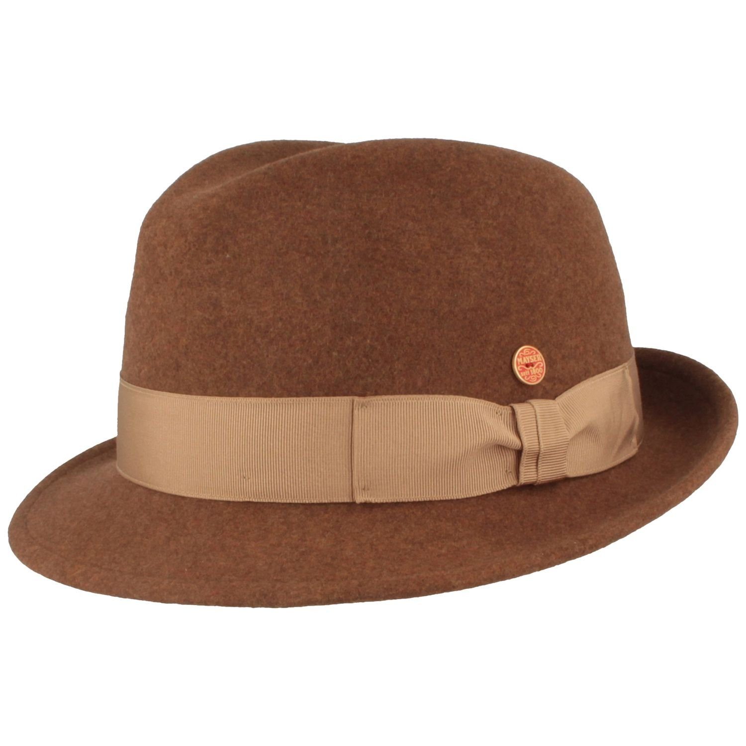 Mayser Damen Trilby 7048 Filzhut beige mit Ripsband-Garnitur mel.