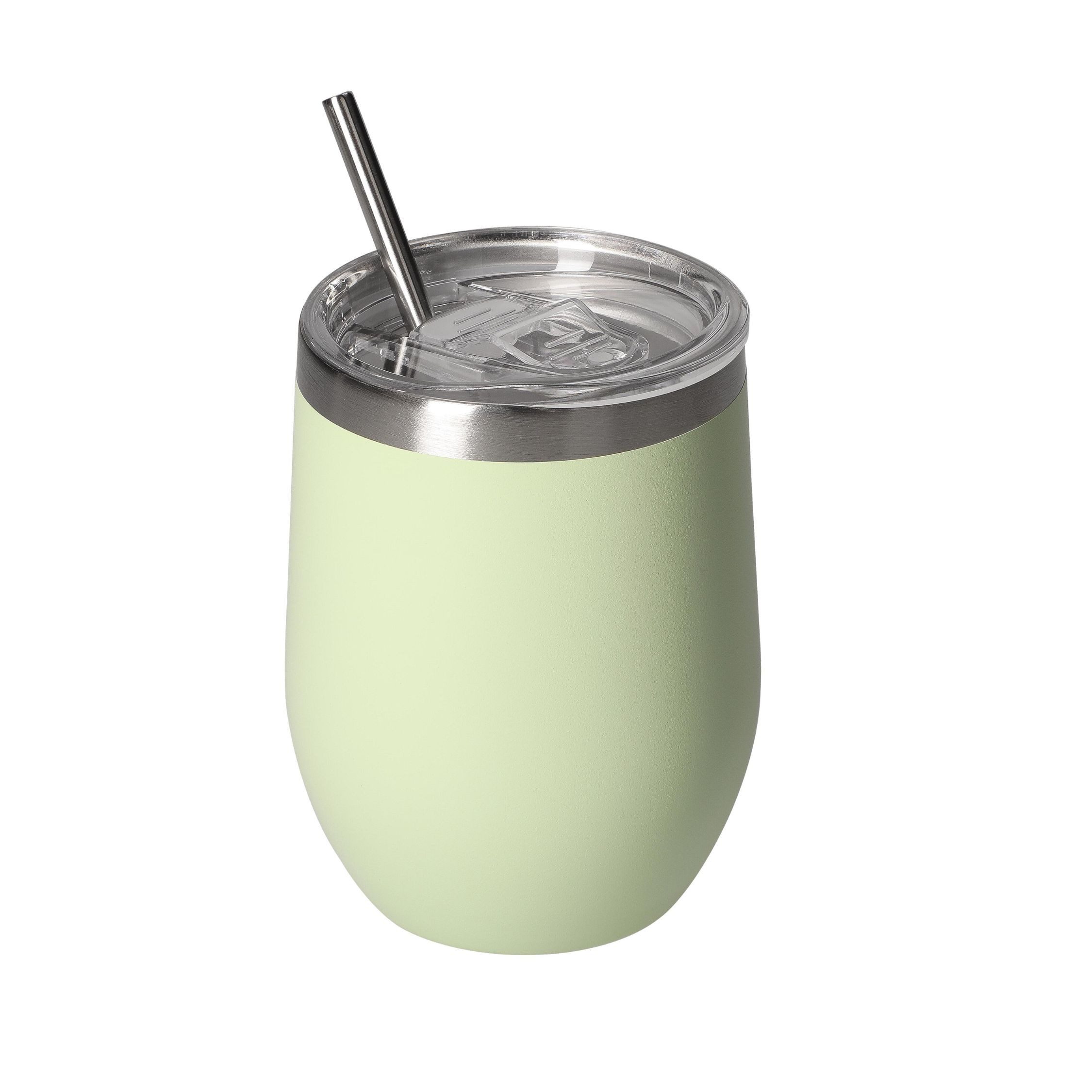 elasto Becher Weinbecher 350 ml Vinova Edelstahl Trinkbecher inkl. Strohhalm, robust, spülmaschinengeeignet, Sommer, Geschenk