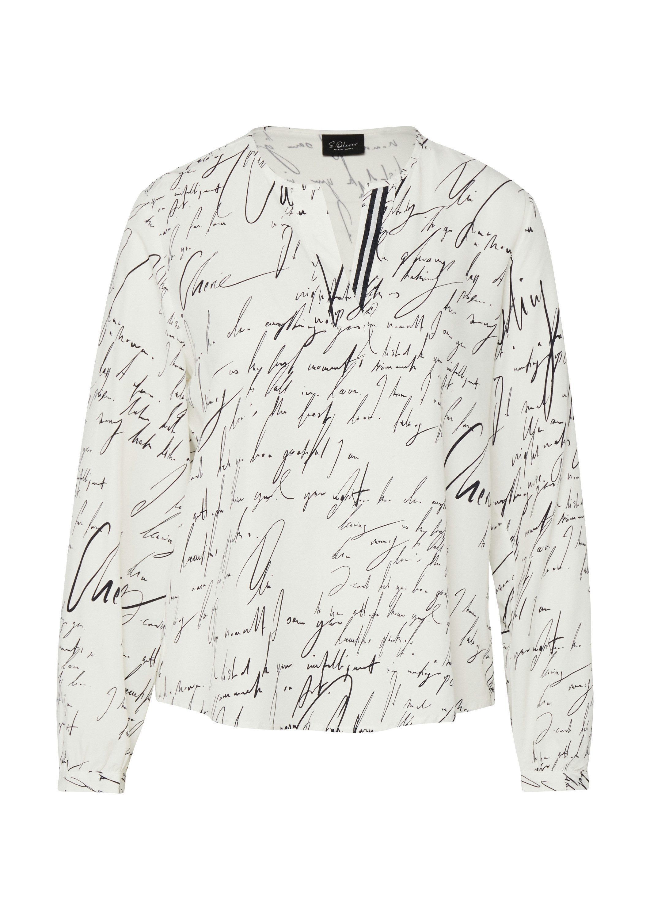 s.Oliver Langarmbluse Bluse Viskose-Bluse mit V-Ausschnitt und All-over-Pri günstig online kaufen