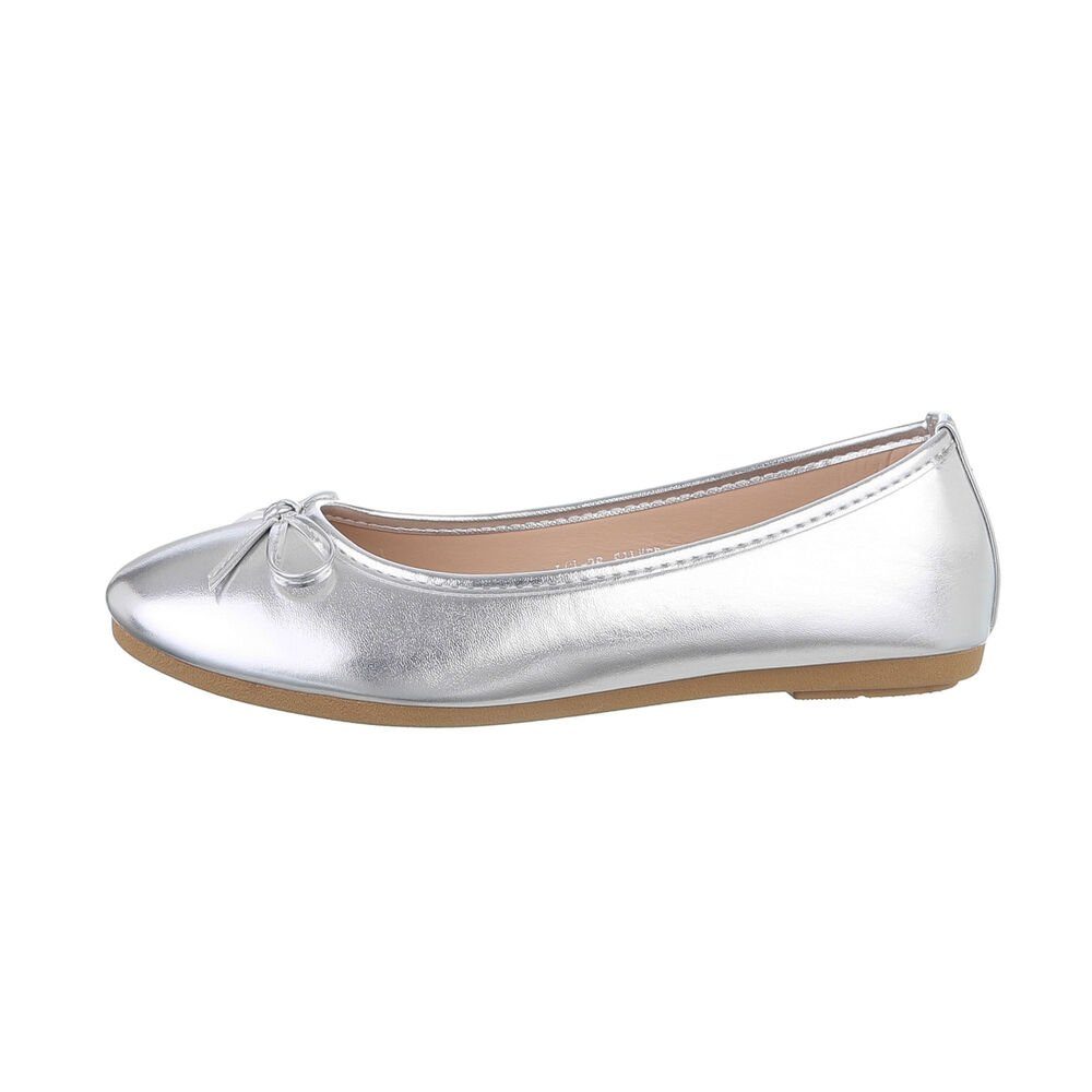 Ital-Design Damen Schlupfschuhe Freizeit Ballerina Blockabsatz Klassische Ballerinas in Silber