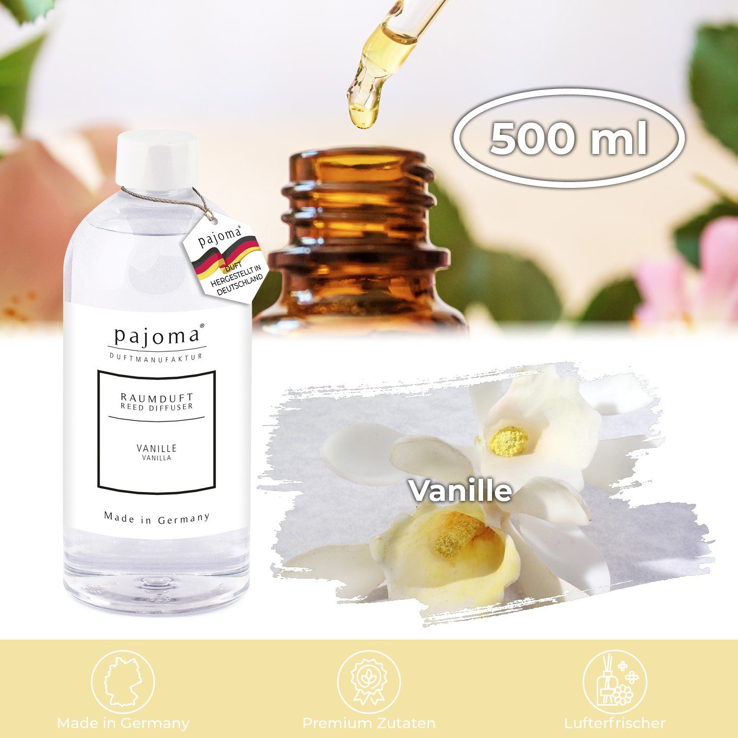 ml, Raumduft-Behälter pajoma® 500 Nachfüller Raumduft-Nachfüllflasche für Vanille,