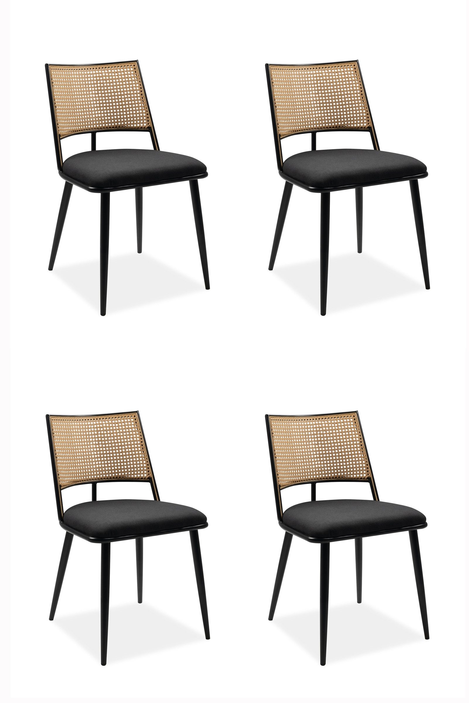 freiraum Stuhl Schiller, (4er-Set) schwarz / Dekor Geflecht natur - 47x79x48,5 (B/H/T)