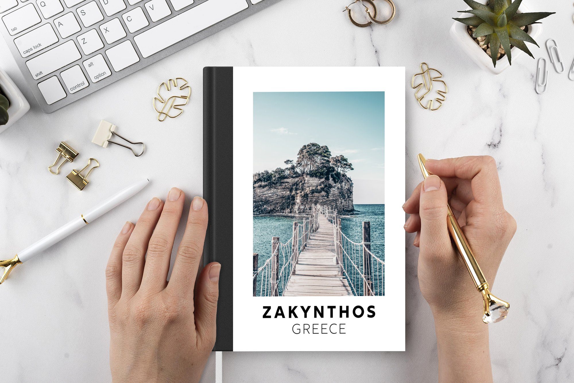Notizheft, Tagebuch, Zakynthos Haushaltsbuch - Holz, Journal, Griechenland 98 Merkzettel, MuchoWow - Notizbuch Seiten, A5,