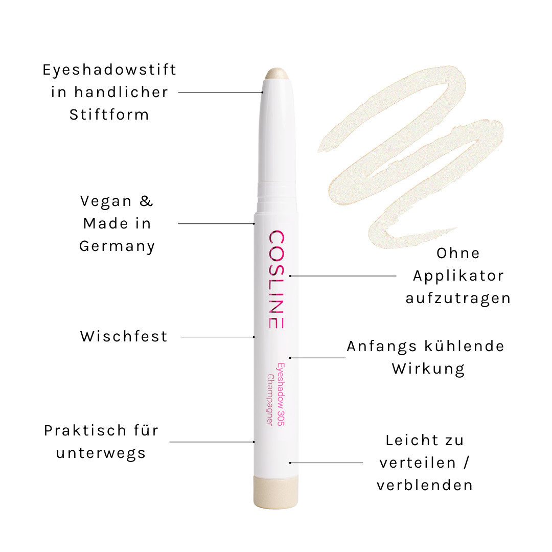 Cosline Cosmetics Lidschatten Eyeshadow, Praktische Stiftform, cremige Textur, langanhaltend, vegan
