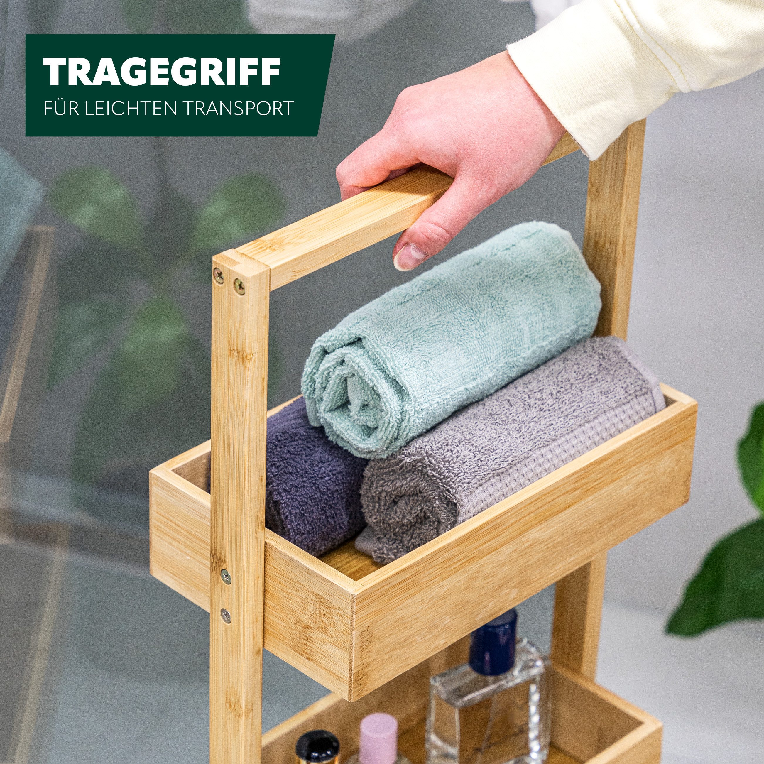 bremermann Standregal Bambus-Badregal mit 4 Ablagen, ca. 28 x 88 x 16 cm (B/H/T) – Bild 5 von 5