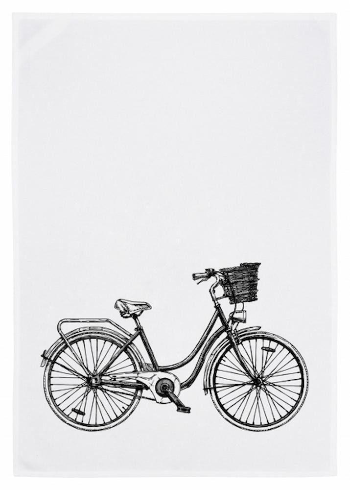 17;30 Hamburg Geschirrtuch FAHRRAD, Grau, (1-tlg), 50x70cm, Siebdruck