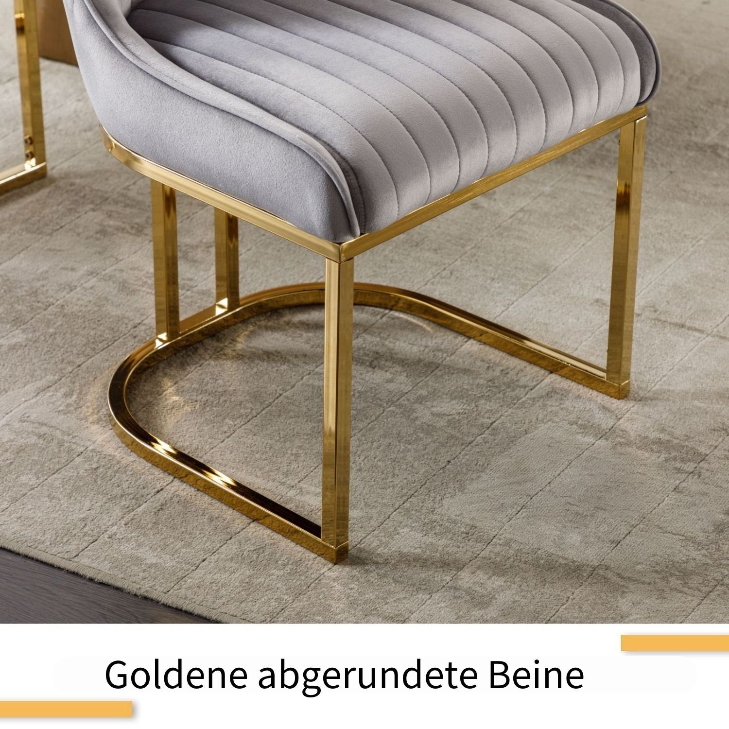 WAHSON OFFICE CHAIRS Esszimmerstuhl 2er Set Küchenstuhl mit goldene Stuhlbeine – Bild 3 von 5