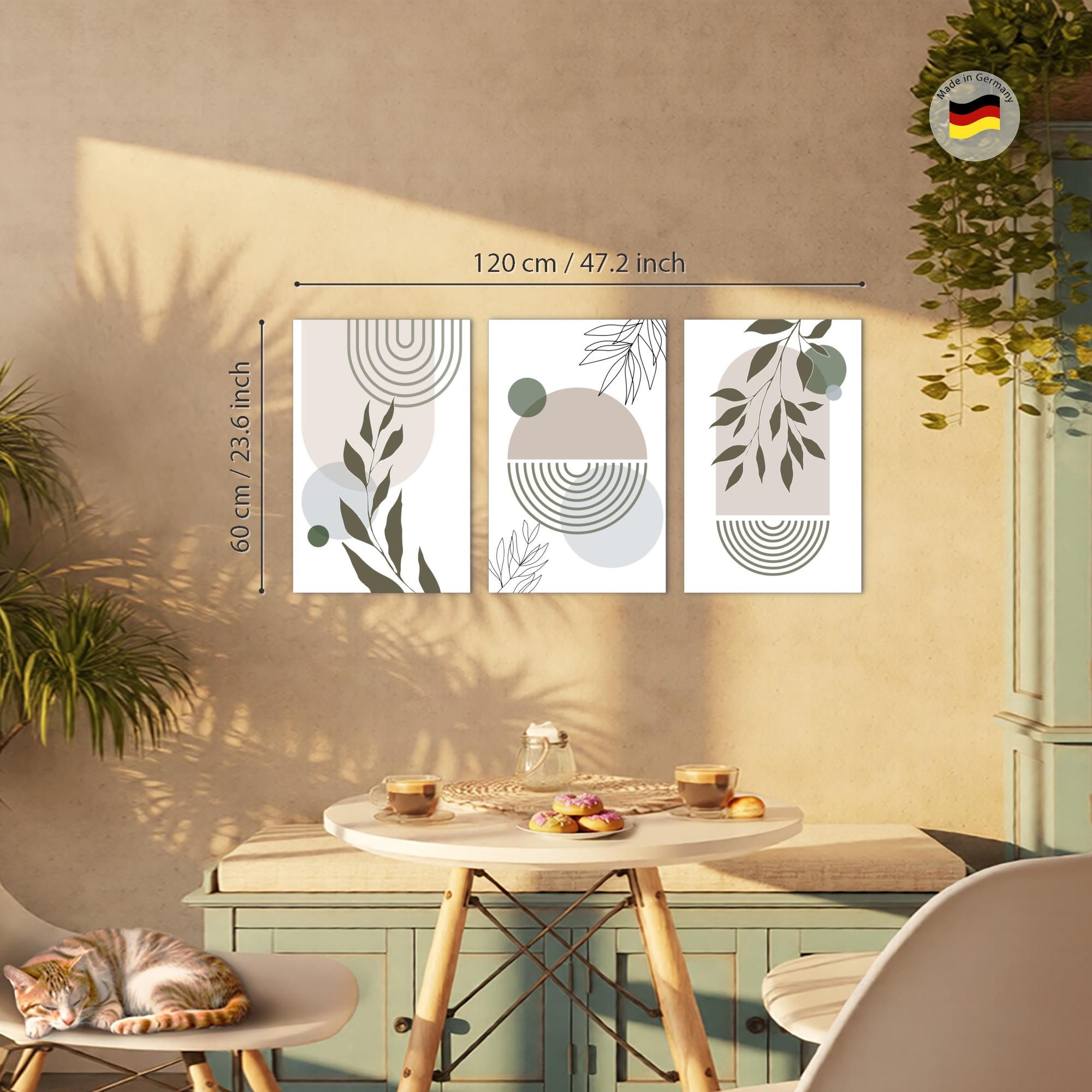 Novart Wandbild Wandbilder Wohnzimmer Abstrakt Figuren Bilder Deko, Grau