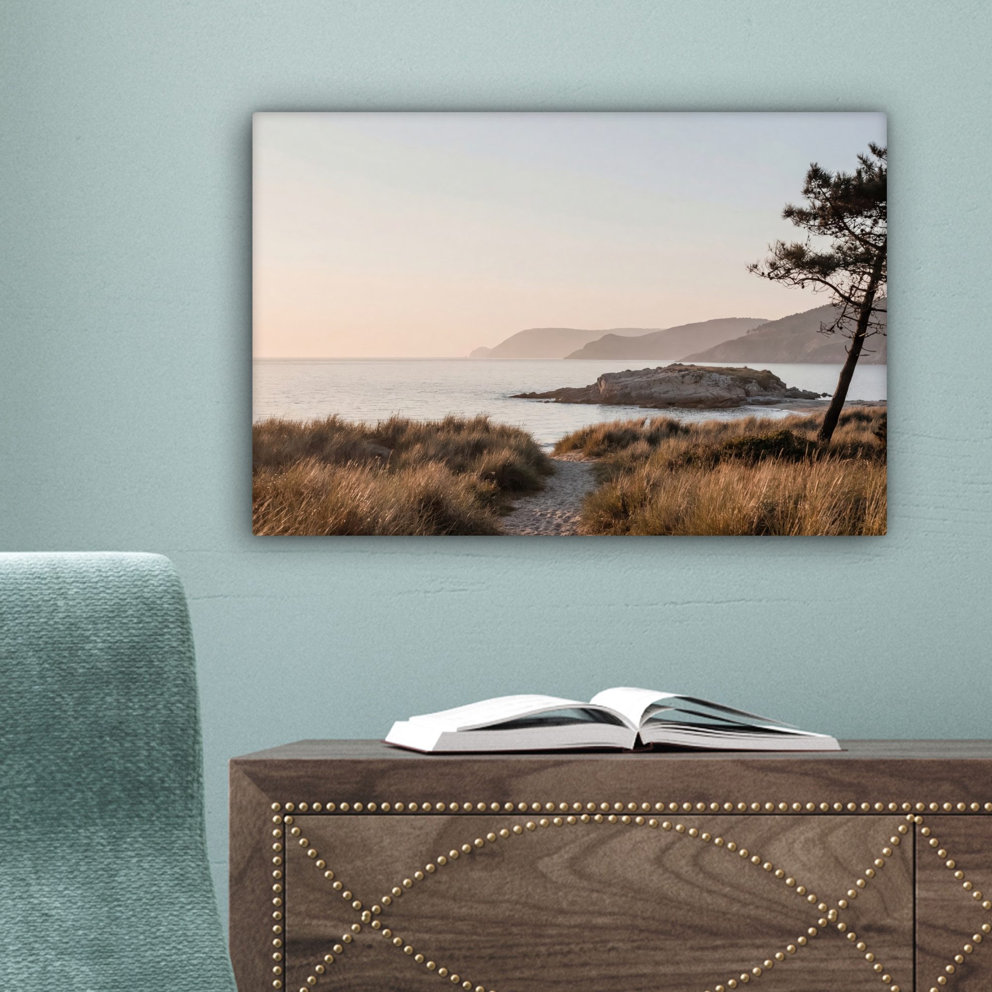 OneMillionCanvasses® Leinwandbild Landschaft - Küste - Dünen, Fotodruck (1 St), Leinwand Canvas Wandbild, Wanddekoration 20x30 cm – Bild 4 von 5