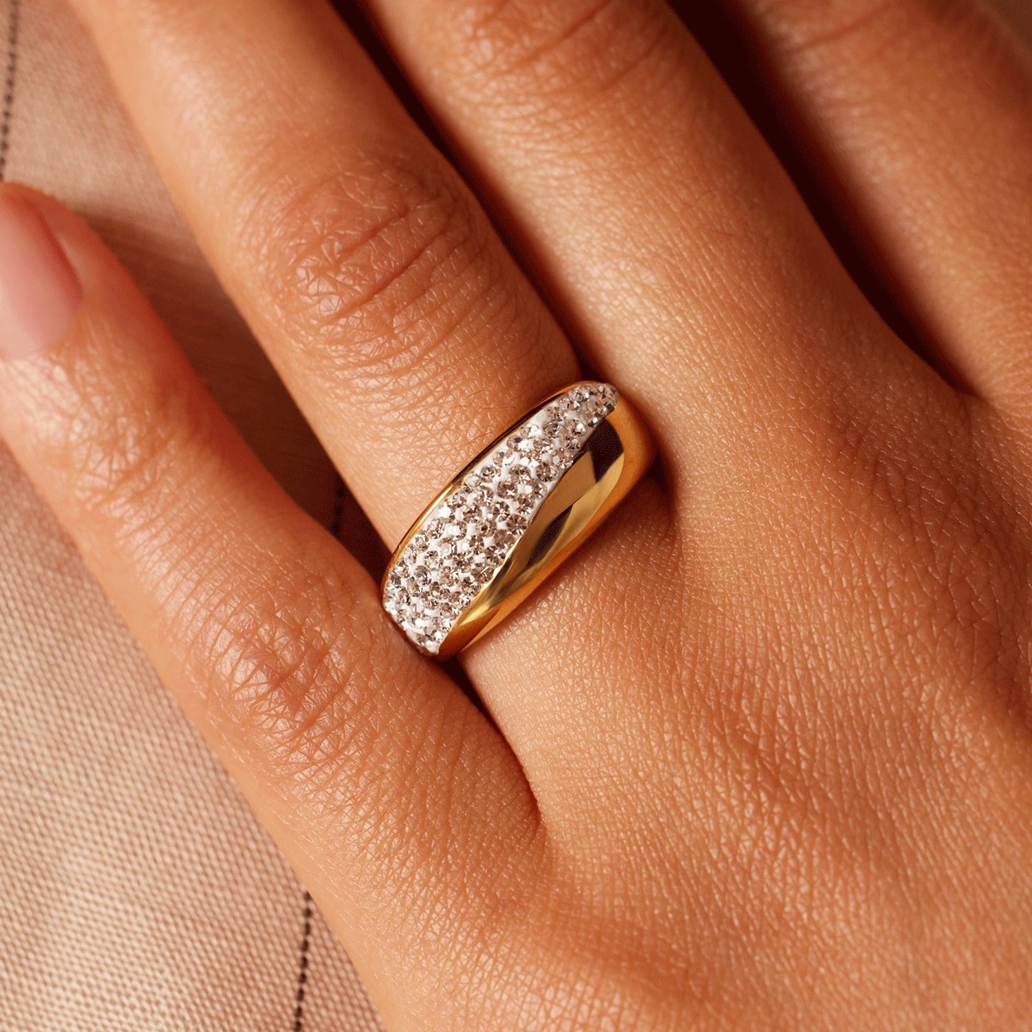 LUCARDI Fingerring Ring - Stahl - Gold - Kristall - Damen – Bild 2 von 4