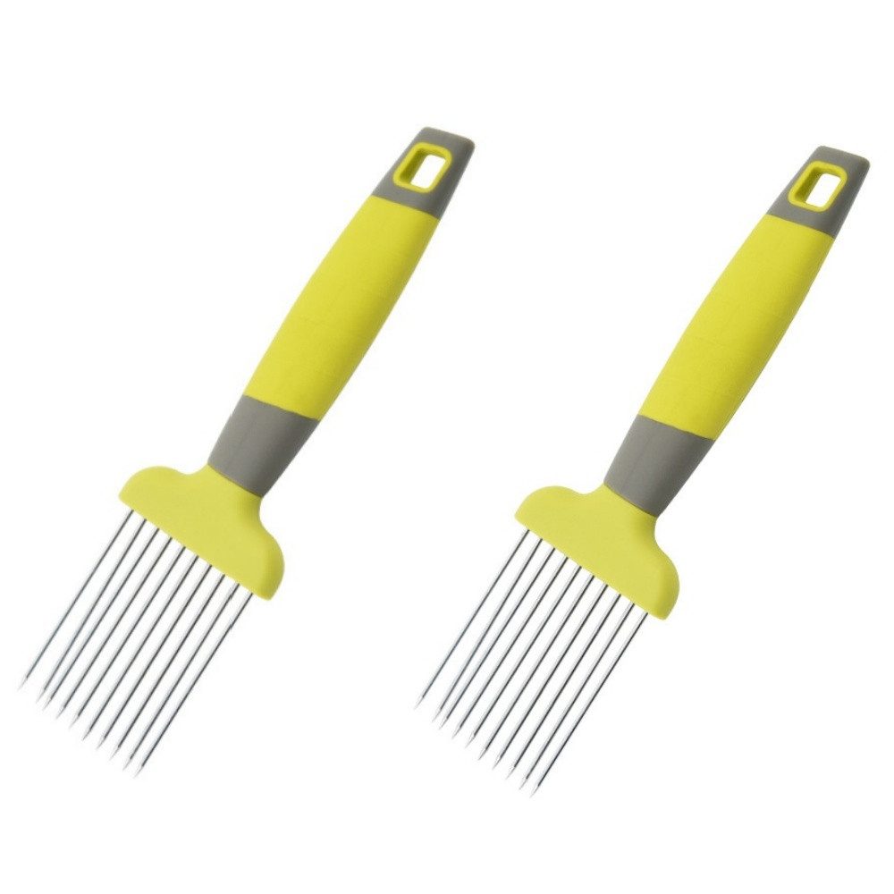 BlingBin Gemüsehobel Zwiebelhalter zum Schneiden mit langem Griff Edelstahl-Nadel, Edelstahl und Kunststoff, (2er Set, 2-St., 2pcs), zum Schneiden und Aufbewahren von Zitronen, Kartoffeln, Tomaten