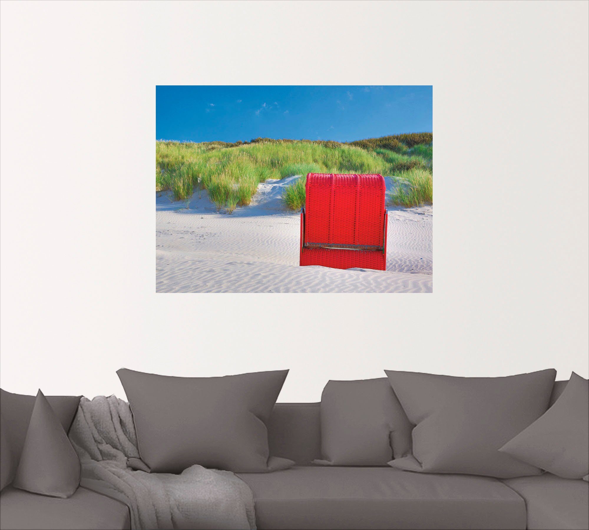 Leinwandbild, versch. (1 Poster St), Wandbild Wandaufkleber Strandkorb, Strand Roter in als Größen Artland oder