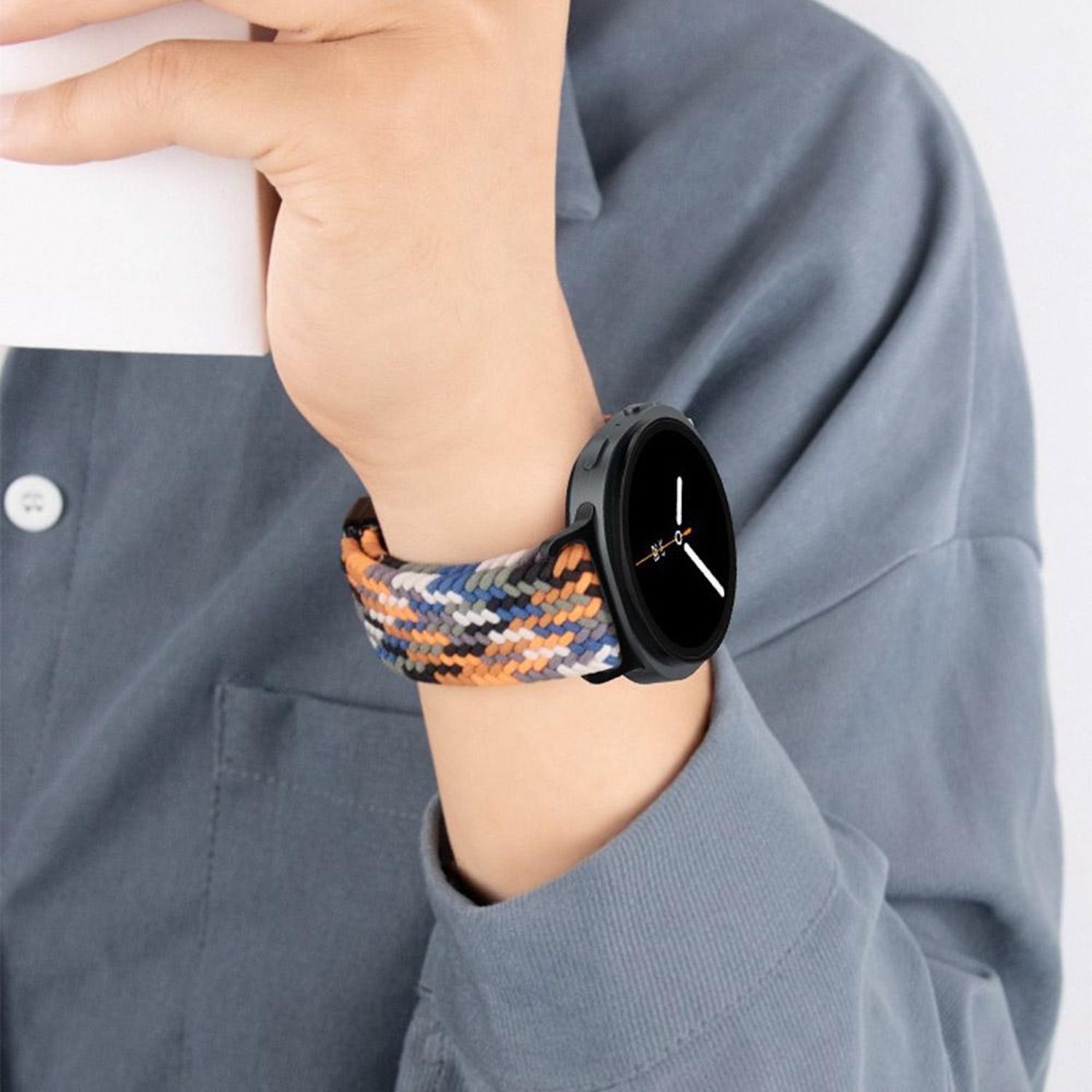 Wigento Smartwatch-Armband Magnetverschluss Nylon für Samsung Galaxy Watch 9 / 8 / 8 Classic Loop, Atmungsaktiv, verstellbar, magnetisch – Bild 5 von 5