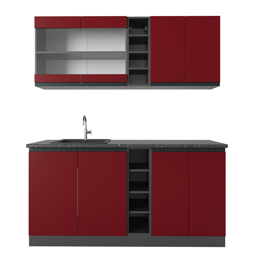 Vicco Küchenzeile R-Line, Rot/Anthrazit, 160 cm, günstig online kaufen