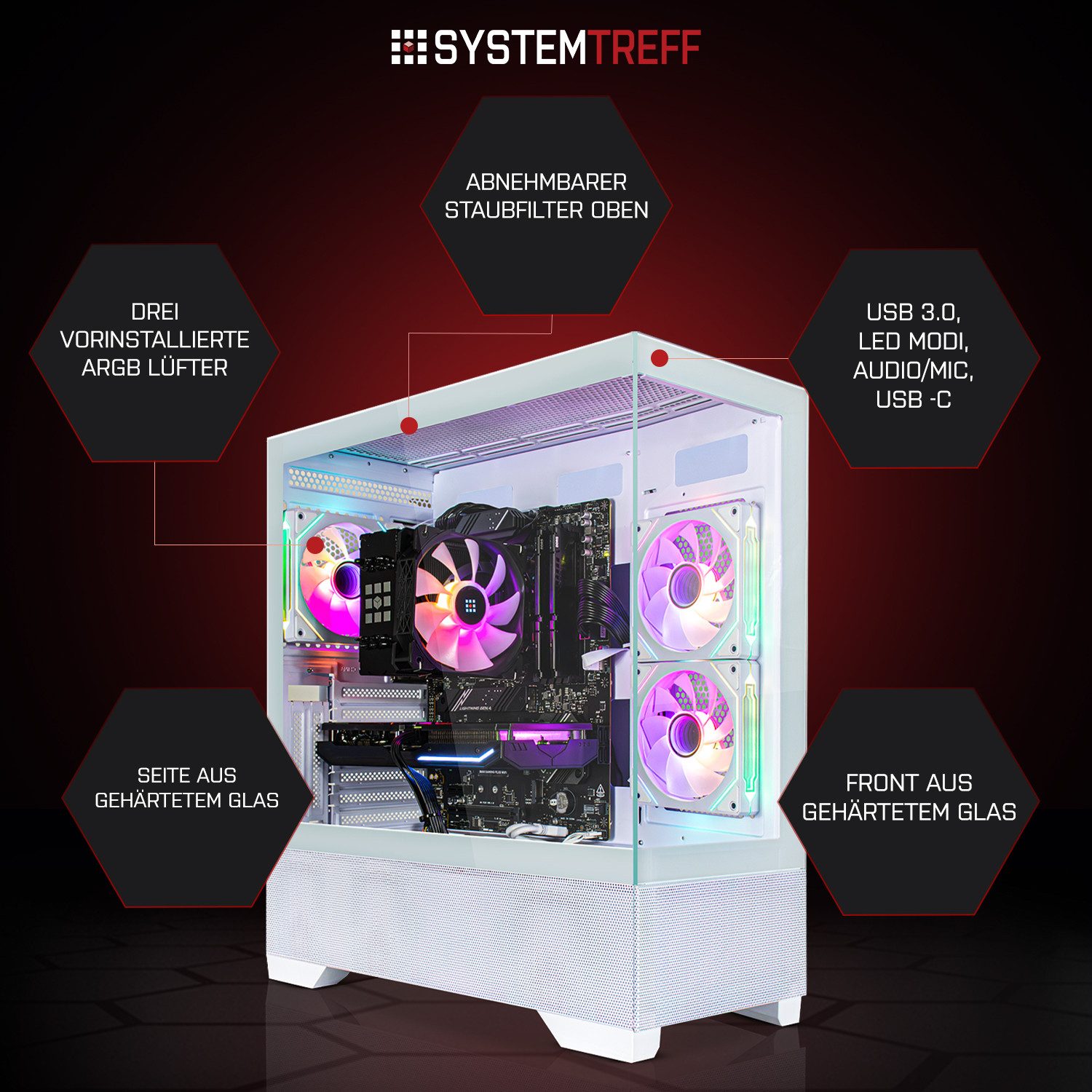 SYSTEMTREFF AMD Ryzen 5 5600 mit AMD Radeon RX 9060 XT 16GB Gaming-PC (AMD 5600 5600, Radeon RX 9060 XT, 32 GB RAM, 1000 GB SSD, Luftkühlung) – Bild 3 von 5