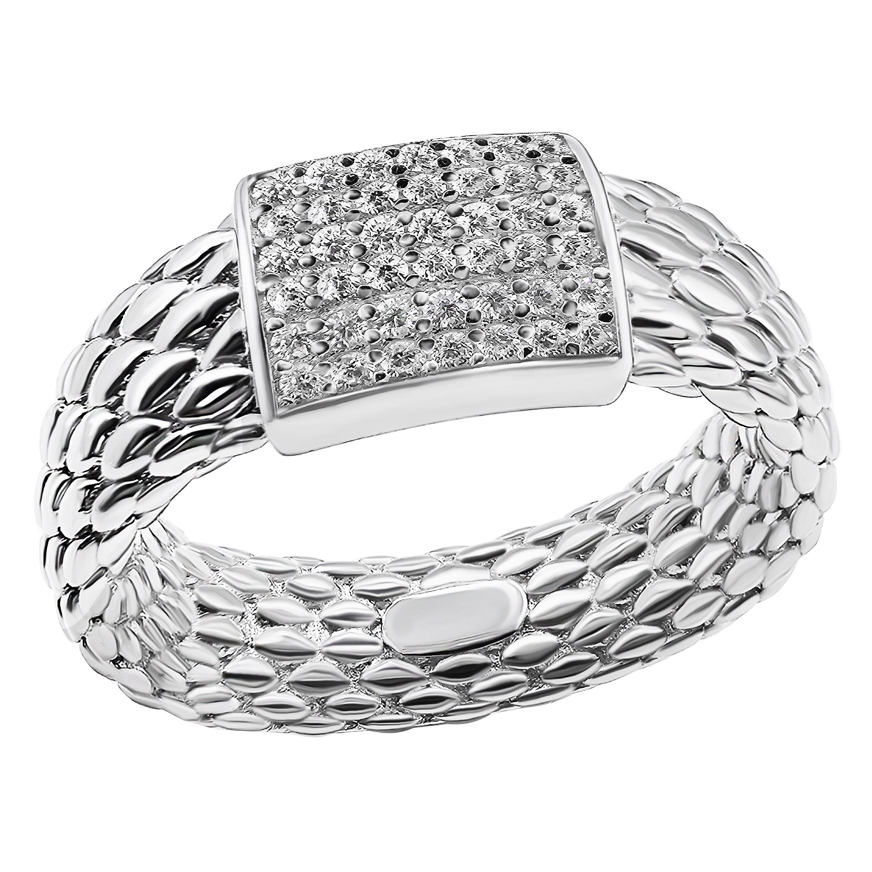 Firetti Fingerring Schmuck Geschenk Silber 925 Damenring Ring Milanaise, mit Zirkonia (synth)