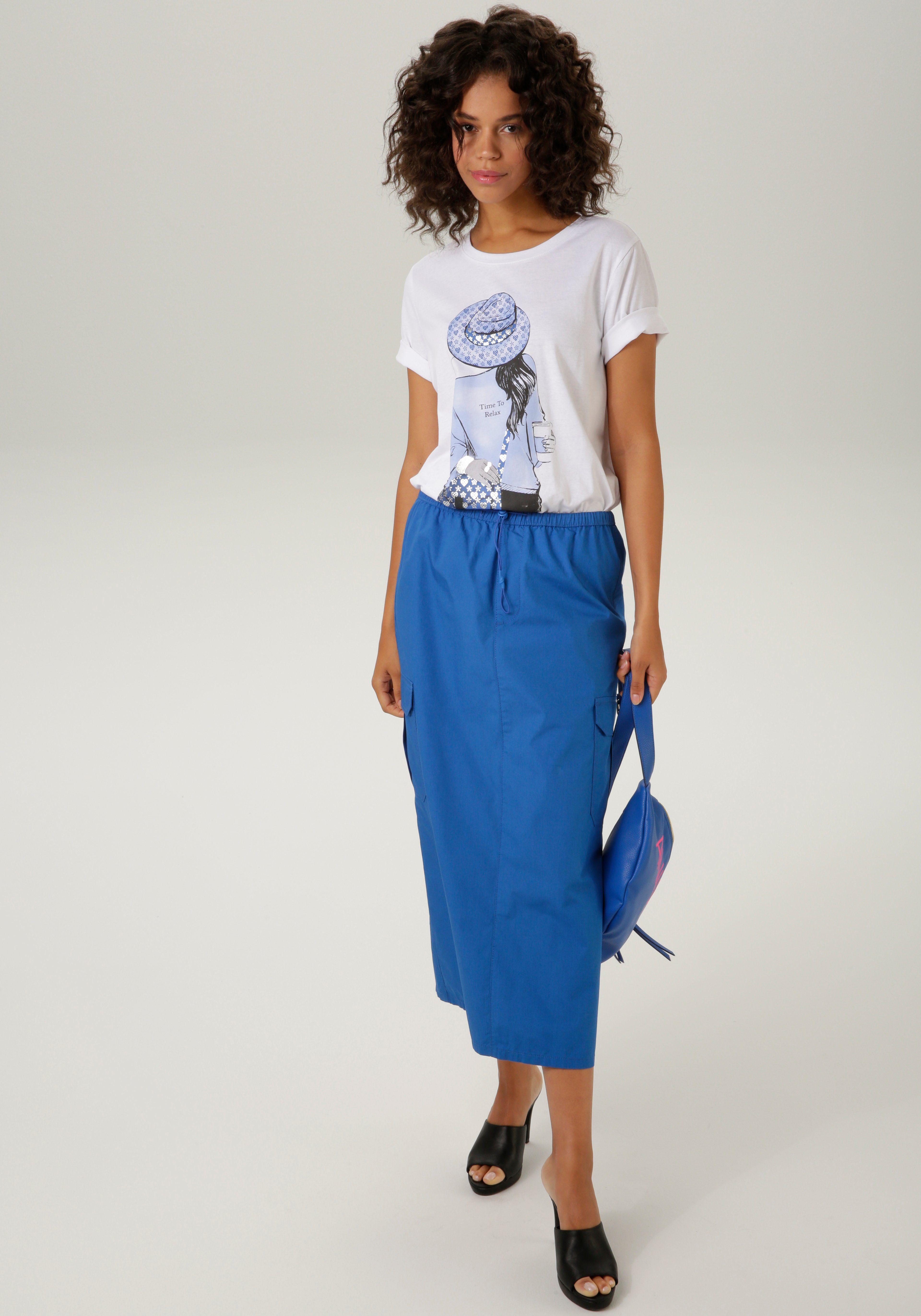 Aniston CASUAL T-Shirt mit silberfarbenem Folienprint verzierter Frontdruck – Bild 4 von 5