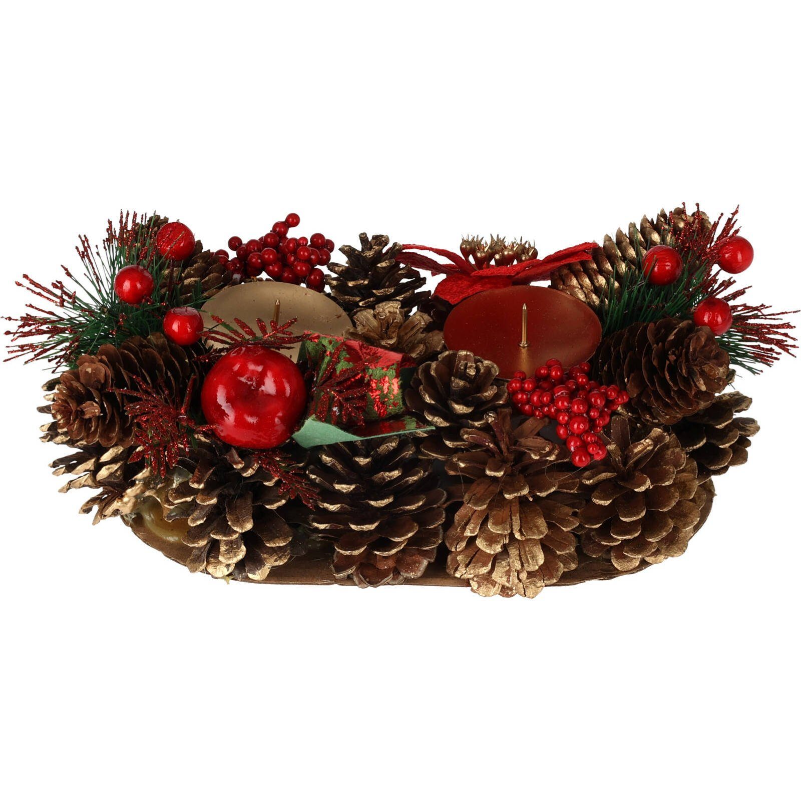 Home & styling collection Adventskranz Kerzenhalter mit Zapfen, Weihnachtsdeko, für 2 Kerzen