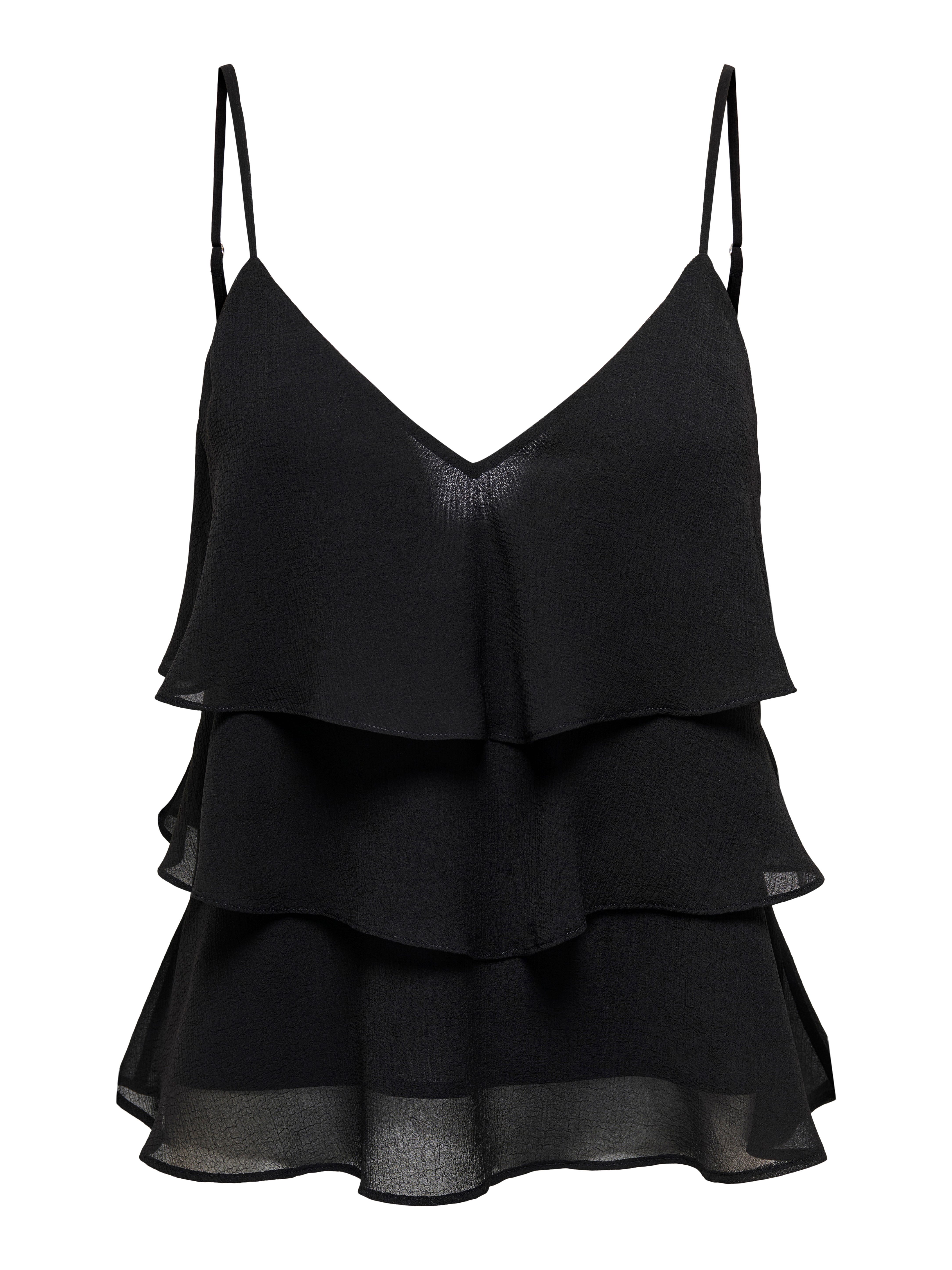 ONLY Trägertop ONLLINN LIFE FLOUNCE SINGLET WVN NOOS Kunstfaser, regular fit – Bild 5 von 5