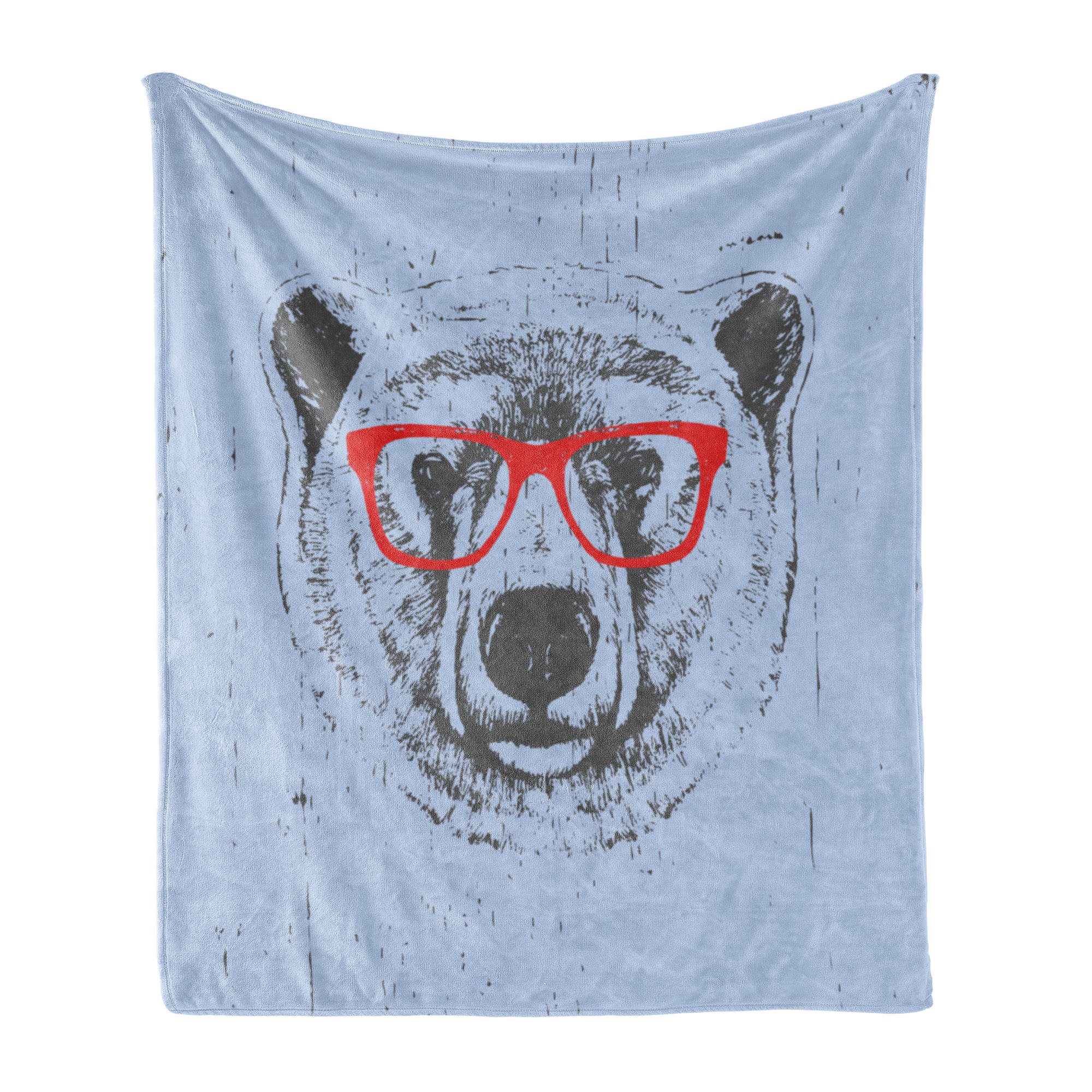 Wohndecke Gemütlicher Plüsch für den Innen- und Außenbereich, Abakuhaus, Hipster Skurril Grunge Eisbär