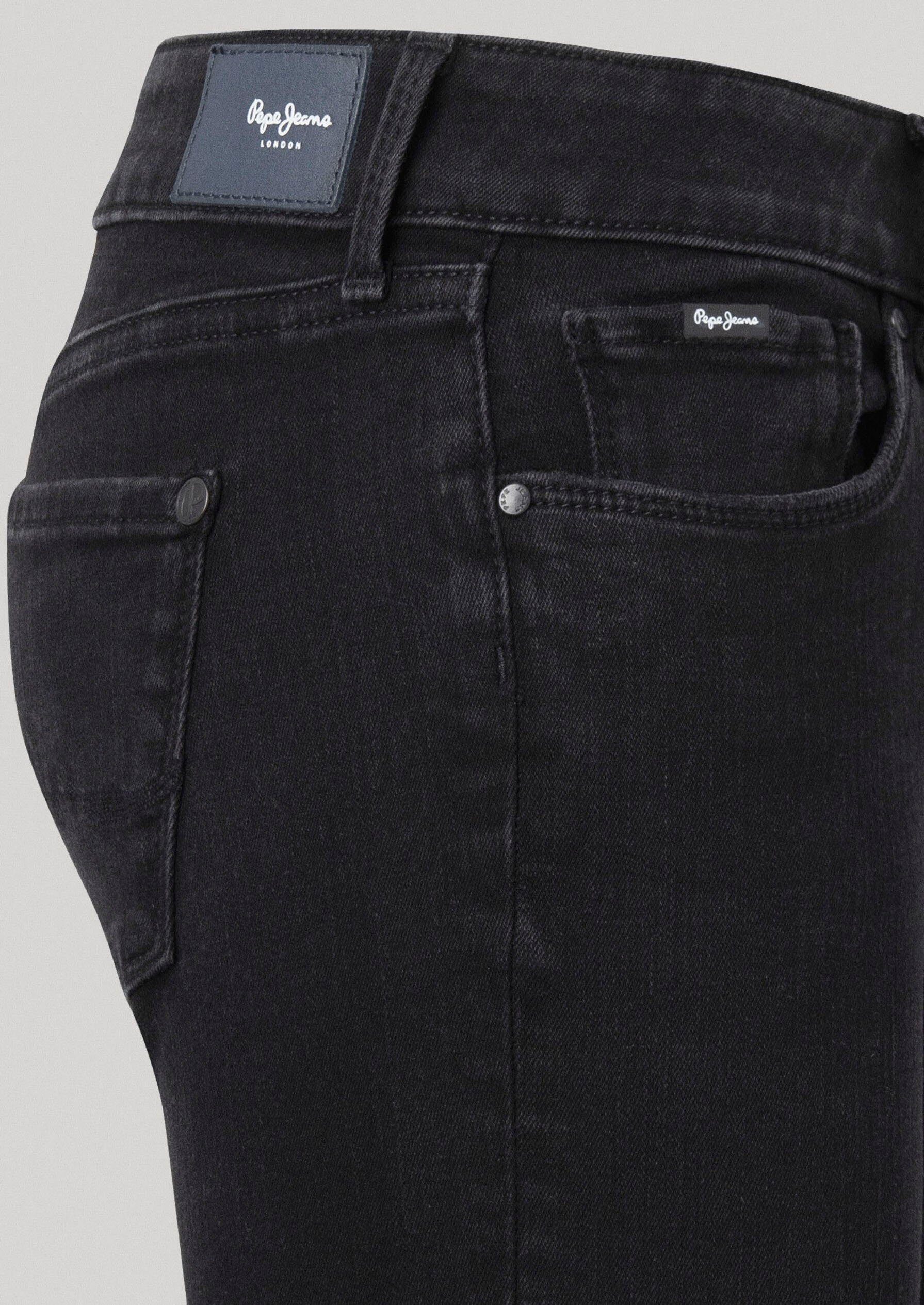 black Stretch-Anteil 1-Knopf Pepe 5-Pocket-Stil im mit Jeans Bund SOHO und Skinny-fit-Jeans