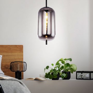 etc-shop LED Pendelleuchte, Leuchtmittel inklusive, Warmweiß, Vintage Pendel Decken Lampe RETRO FIlament Glas Hänge Leuchte rauch im