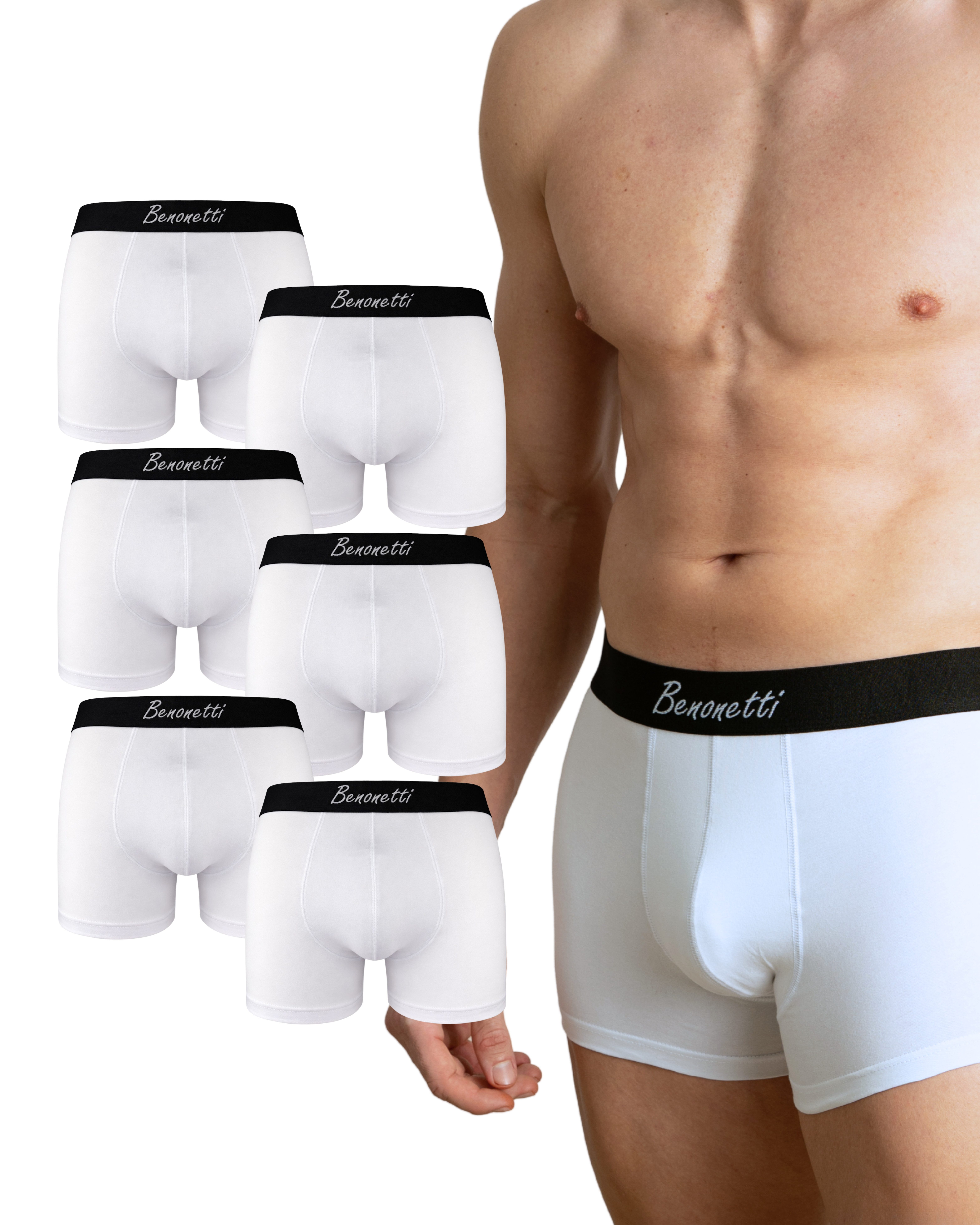 Benonetti Boxershorts 3er & 6er Pack aus Baumwolle mit hoher Tragekomfort (Packung, 6-St., Packung, 6er-Pack) Mit Komfortbund und Logo, ohne kratzenden Zettel