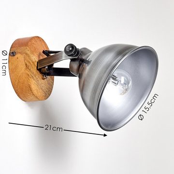 hofstein Wandleuchte »Mot« Wandlampe aus Metall und Holz in Zink/Natur, ohne Leuchtmittel, mit verstellbarem Strahler, 1xE14, Retro/Vintage Design