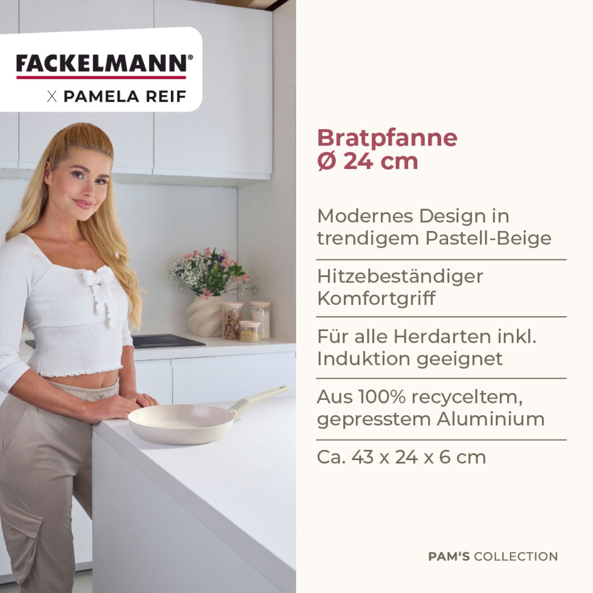 FACKELMANN Bratpfanne Shell Pfanne, Keramikbeschichtete Kochpfanne