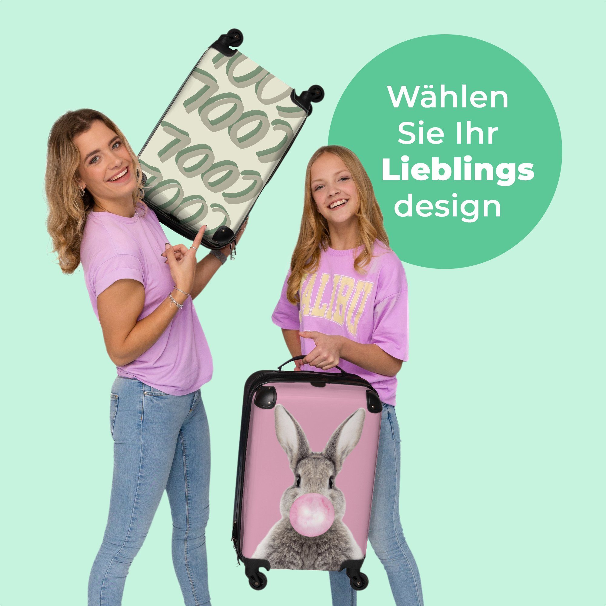 mit 55x35x20cm Kleine Reisekoffer Rollen, Zitate, Cabin NoBoringSuitcases.com© Rollen 4 - Text - 4 Cool Handgepäck - - Rollkoffer Grün Trolley Handgepäckkoffer