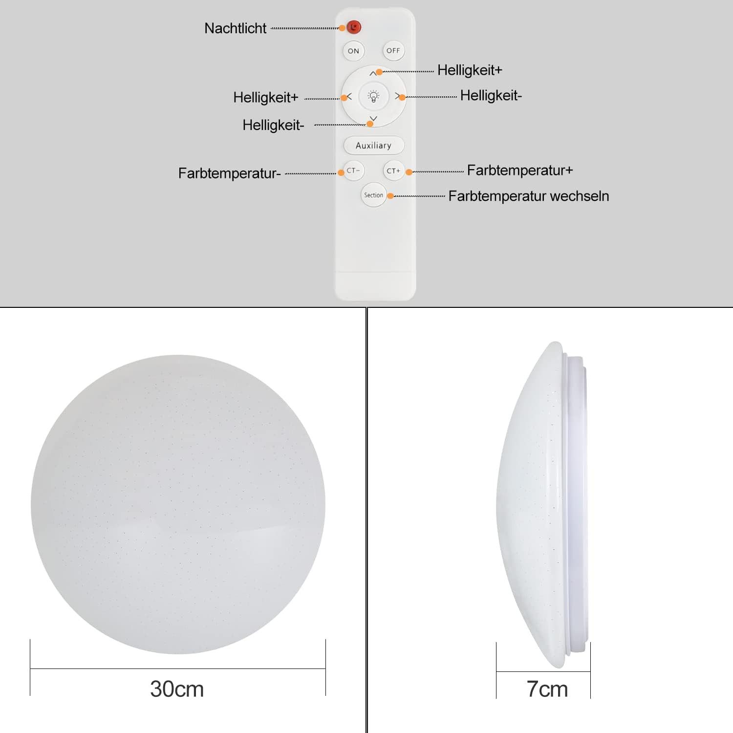 ZMH LED Deckenleuchte Whonzimmer Rund Deckenlampe Modern Sternhimmel Schlaf günstig online kaufen