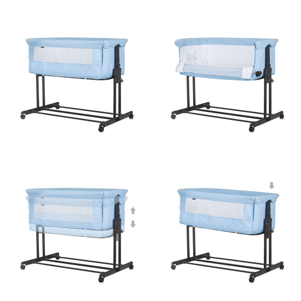 Chipolino Komplettbett Beistellbett 2 in 1 Zen, Laufstall Moskitonetz Matratze Räder Bremse
