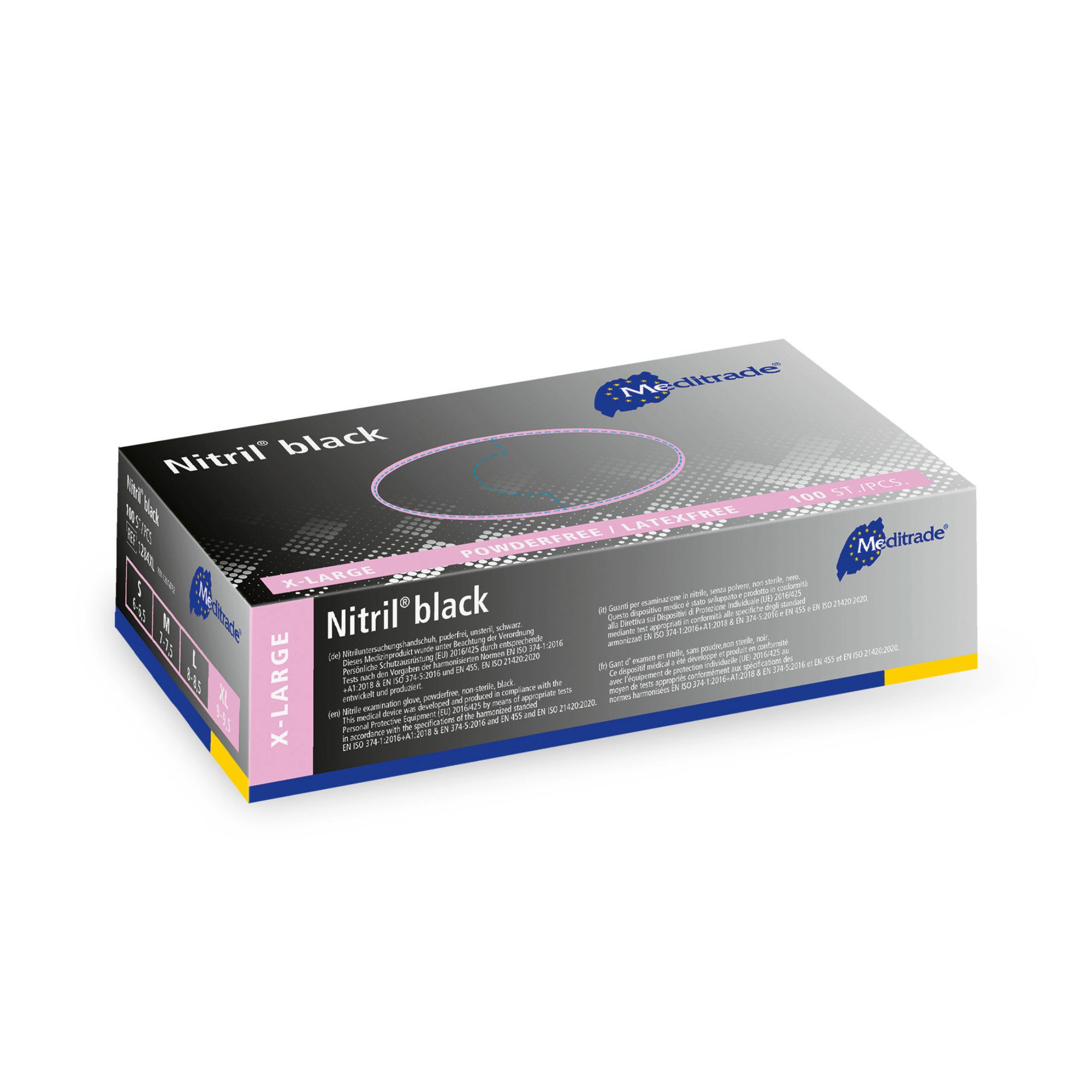MediTrade Nitril-Handschuhe Meditrade - Einmalhandschuhe Nitril black - 100 Stück (100-St)