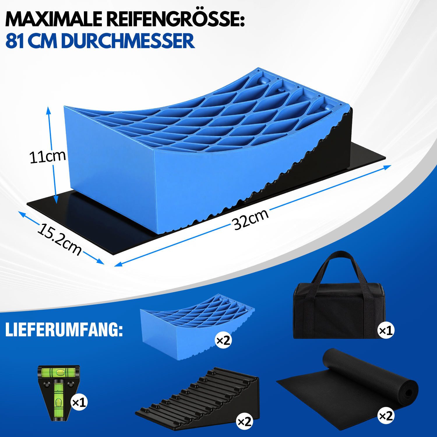 Clanmacy Auffahrrampe Auffahrrampe Auffahrkeile 2er Set bis 13.5 t Wohnwagen – Bild 2 von 5