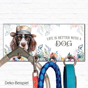 Cadouri Wandgarderobe KLEINER MÜNSTERLÄNDER Design-Hundegarderobe für Hundezubehör (Garderobe mit 4 Haken), MDF, mit abgeschrägten Ecken, handgefertigt, für Hundebesitzer