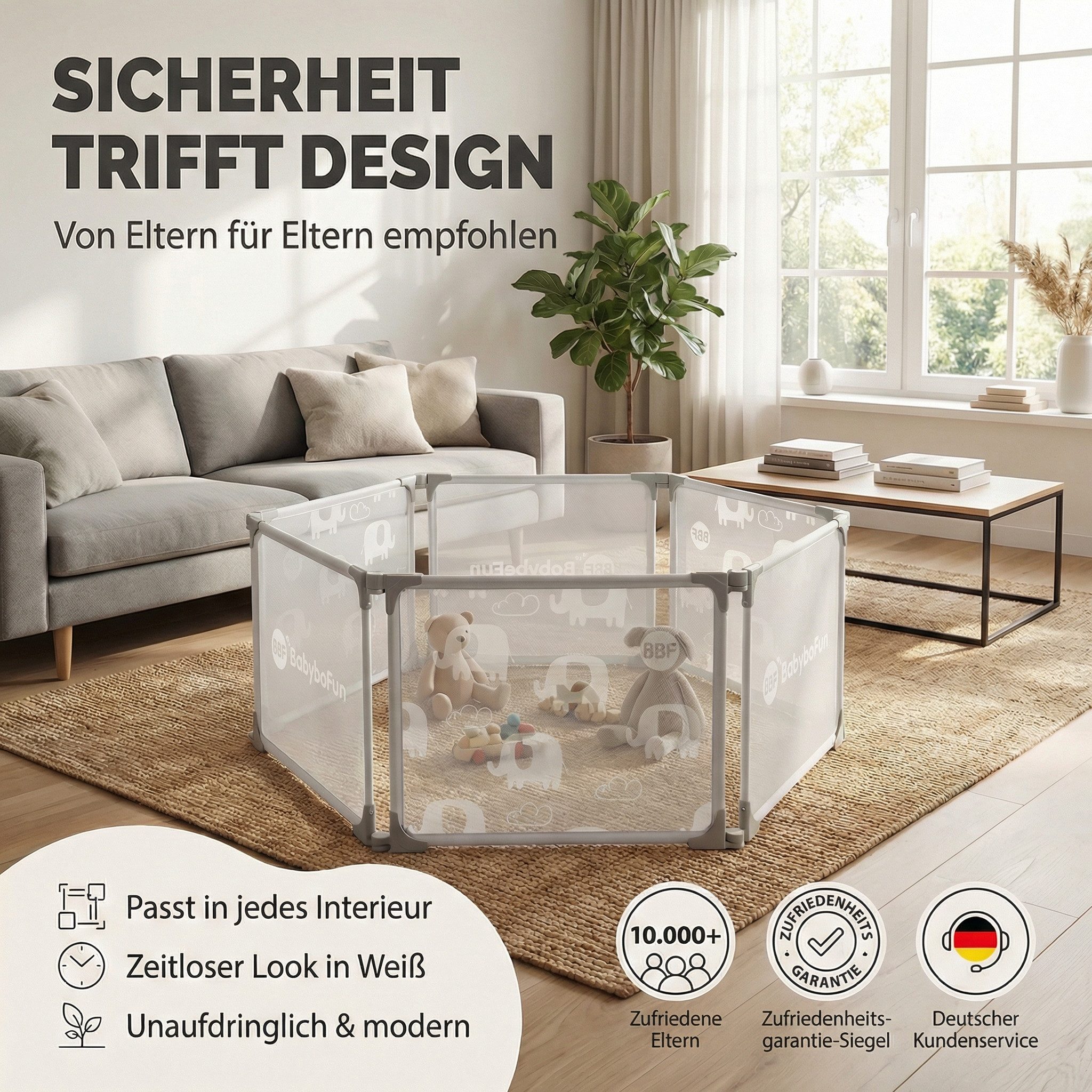 BabyBeFun Laufstall Baby faltbar [Extra Stabil] Laufgitter Baby Playpen Kam günstig online kaufen
