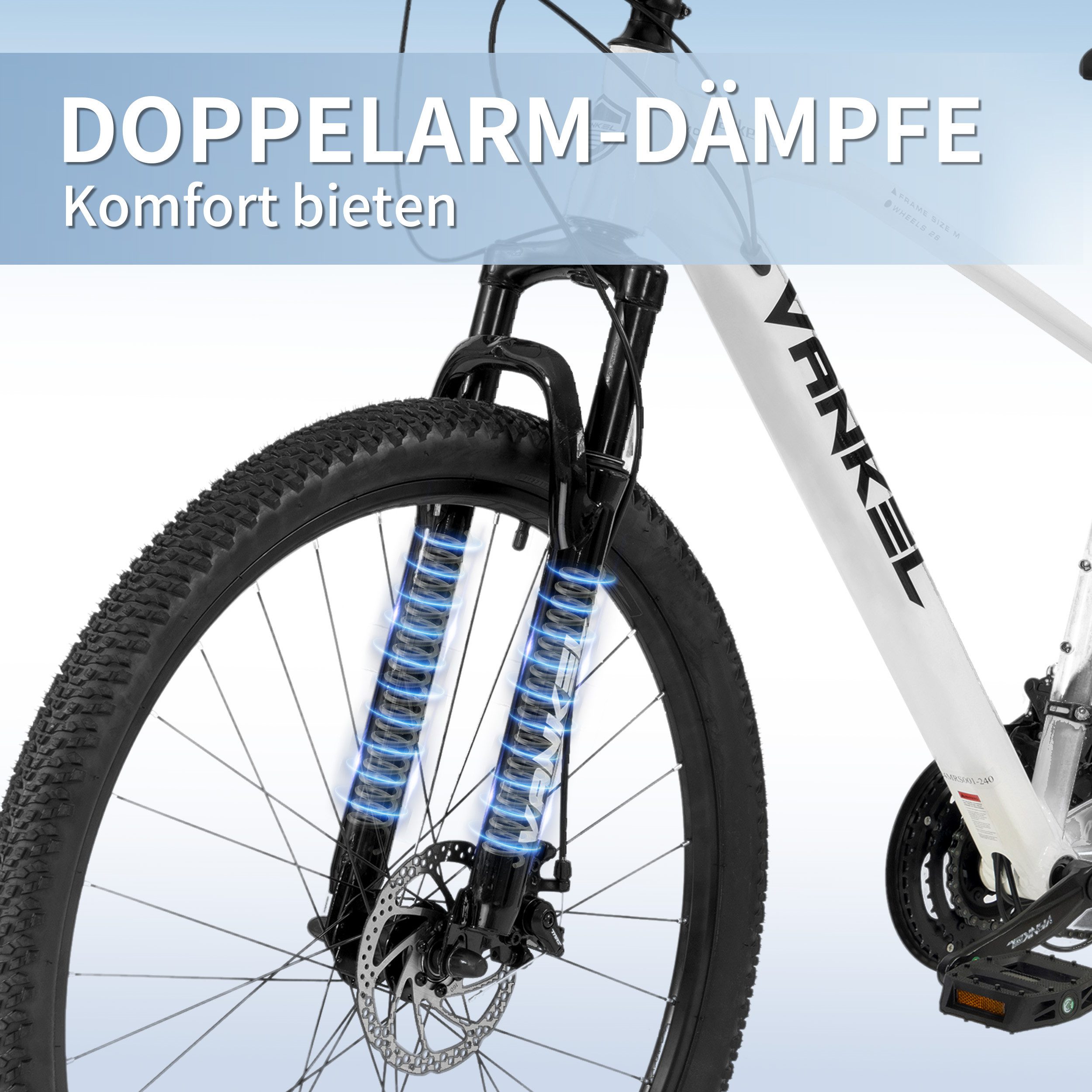 Vankel Mountainbike 2.35*29'' Breitreifen MTB Fahrrad mit Doppelsystem für Damen Herrn, Shimano Shimano Tourney RD-TZ50 Schaltwerk, MTB 21-Gang Shimano Schaltwerk, Kettenschaltung, Scheibenbremsen