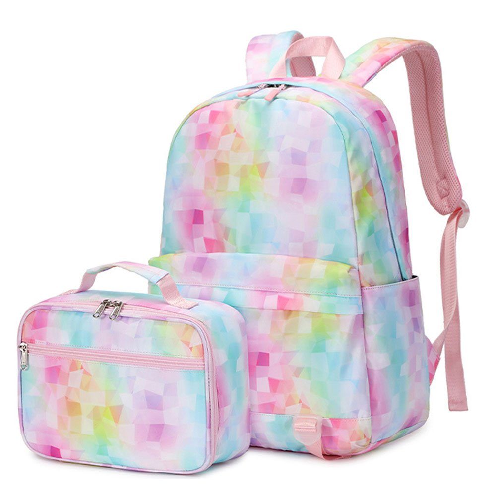 autolock Schulrucksack Casual School Backpack mit Lunch Bag Teen Girls rosa | Schulrucksäcke