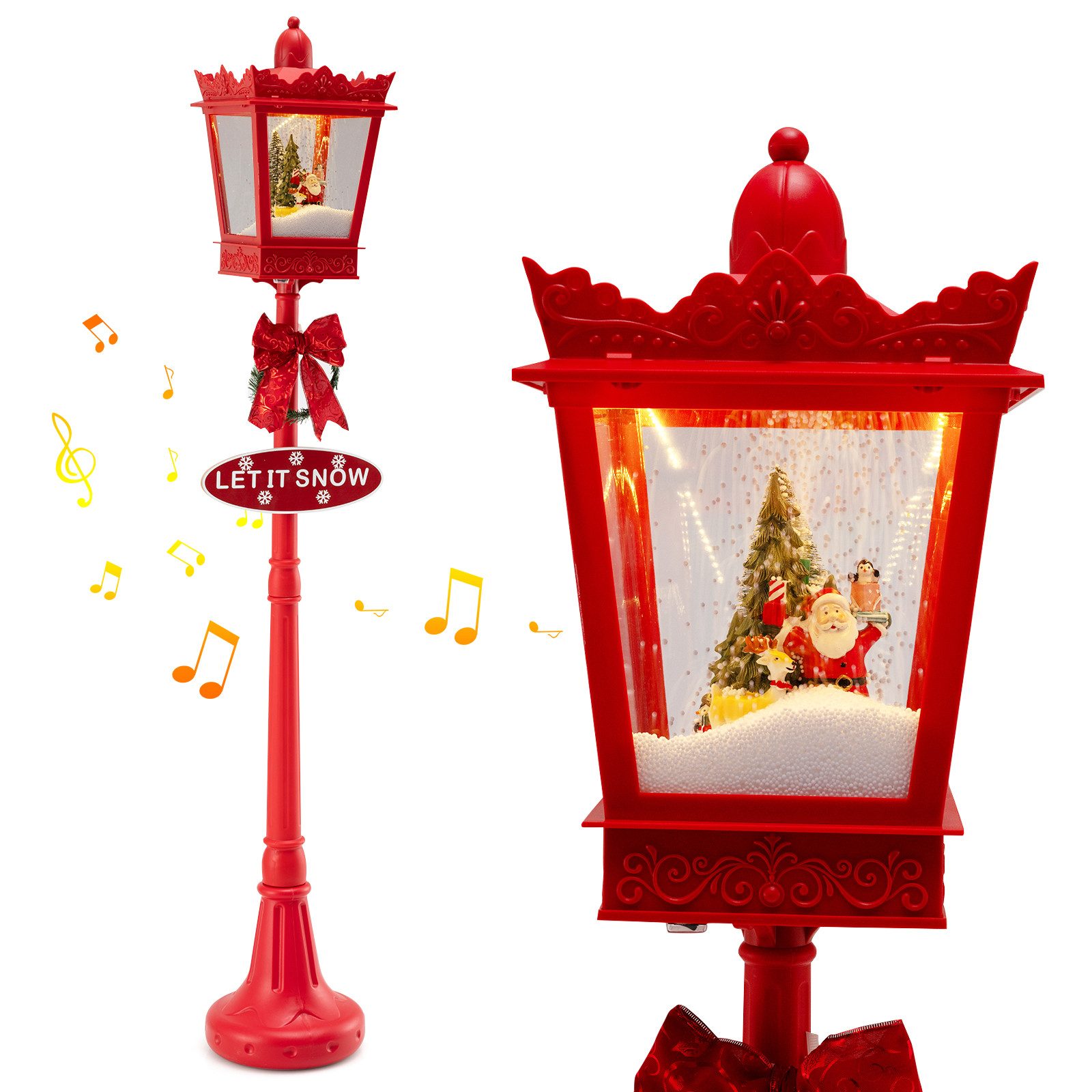 COSTWAY Weihnachtsfigur (1 St), Weihnachtslaterne, LED Straßenlampe, Weihnachtsdeko, 185 cm