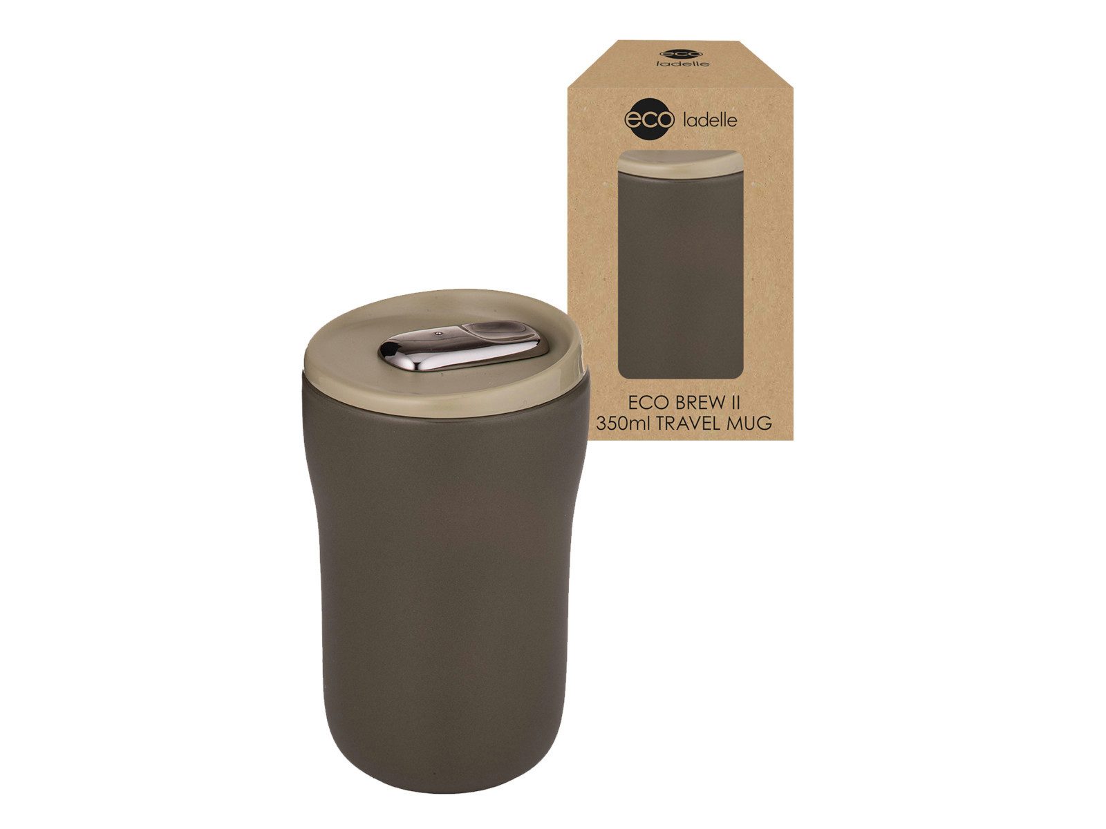 Ladelle Becher ECO BREW II To-Go-Becher doppelwandig keramik sage 0,35l, Keramik, Eco Brew II Sage Double Wall Ceramic Travel Mug 8.6x8.6x13.8cm