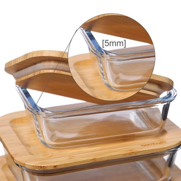 GAUMENKICK Frischhaltedose Frischhaltedose 650ml Glas Vorratsbehälter Bambusdeckel Vorratsdose, Glas, (1-tlg)