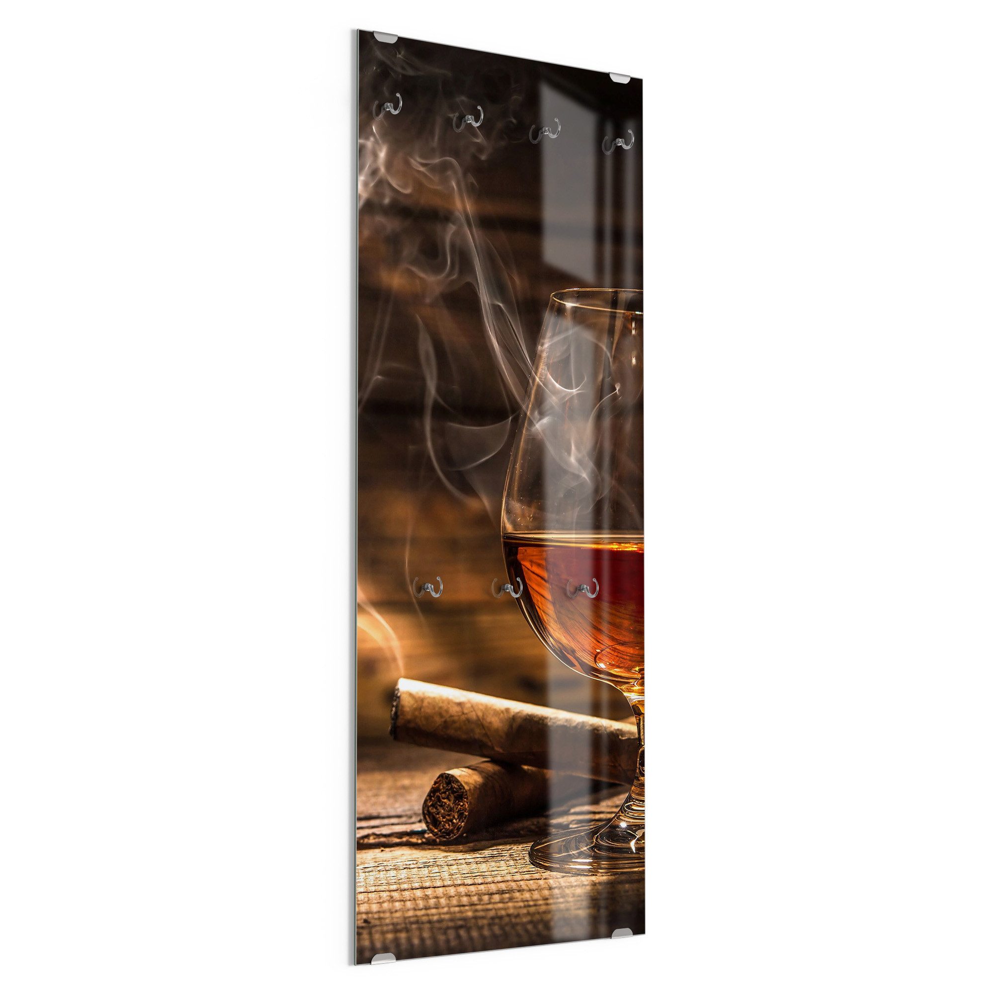 DEQORI Kleiderhaken 'Whiskeyglas und Zigarre', Glas Garderobe hängend Flur Jackenhalter modern Wandgarderobe Haken