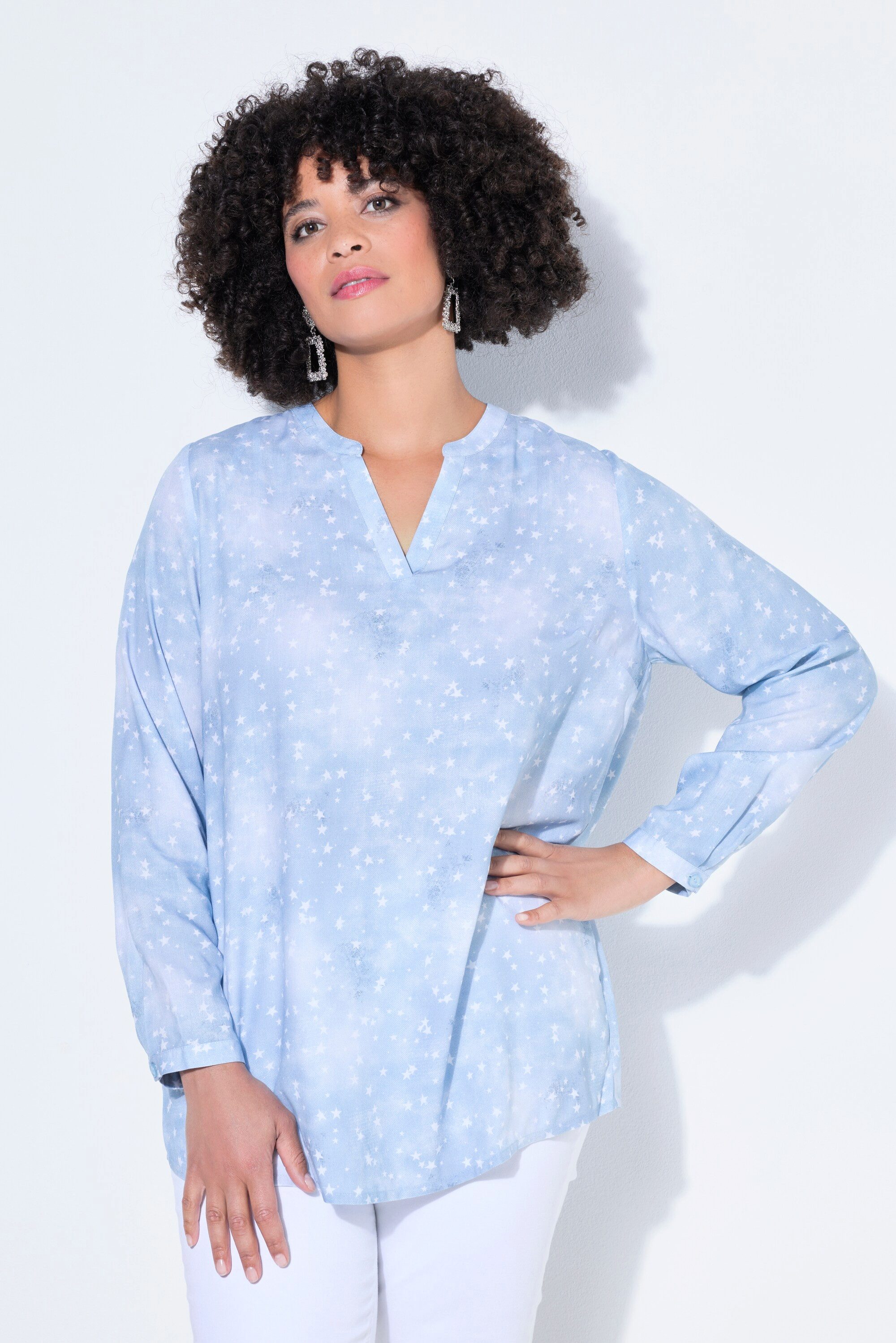 Angel of Style Longbluse Bluse A-Linie kleine Sterne Langarm günstig online kaufen