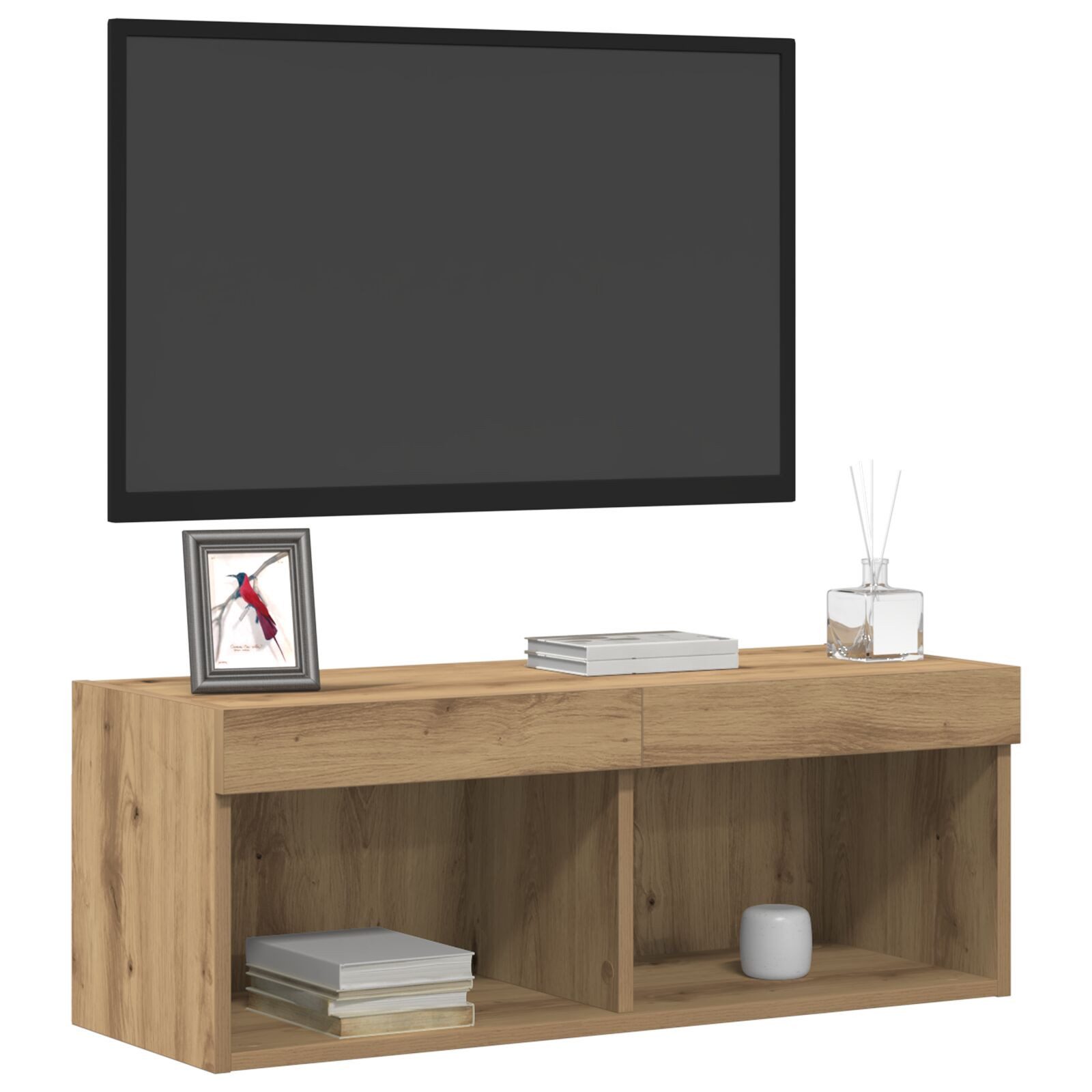 vidaXL TV-Schrank 80 x 30 x 30 cm TV-Wandregal mit LED-Lichtern Artisan Eiche 80x30x30 c